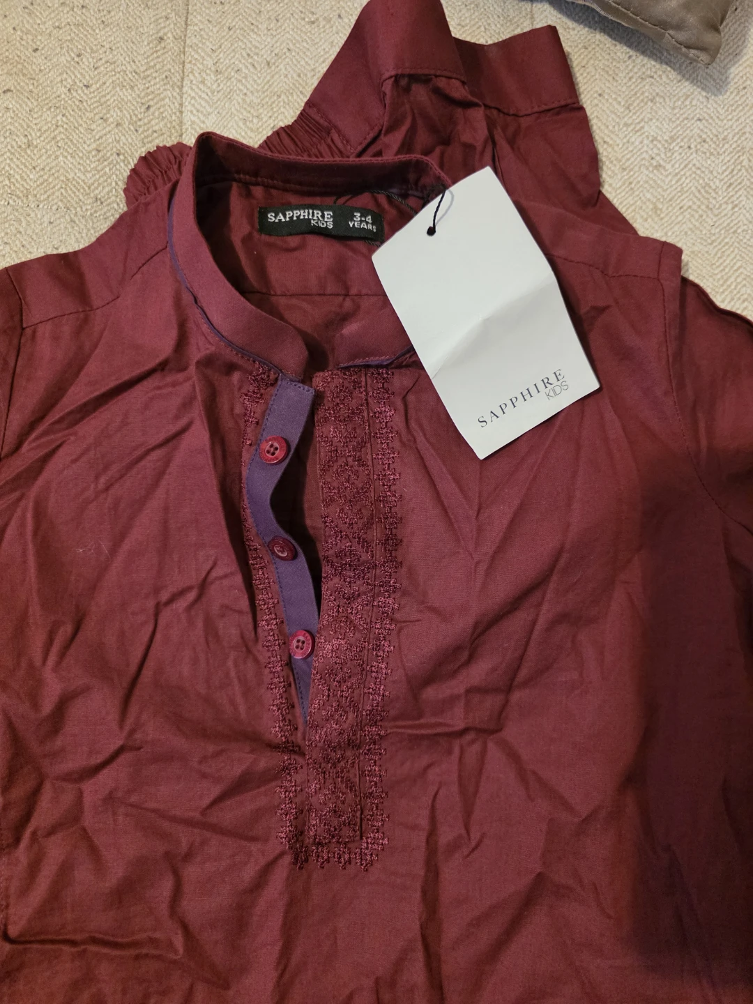 Sapphire Kids Kurta Shirt trouser - Burgundy - Size 3-4 Years - photo 2