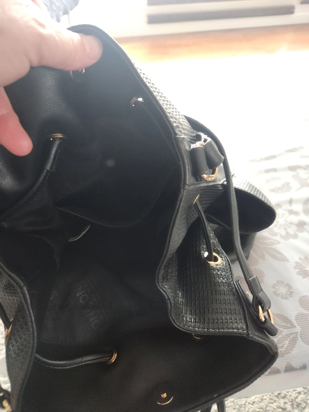 JNY Black Faux Leather Backpack Purse - photo 3