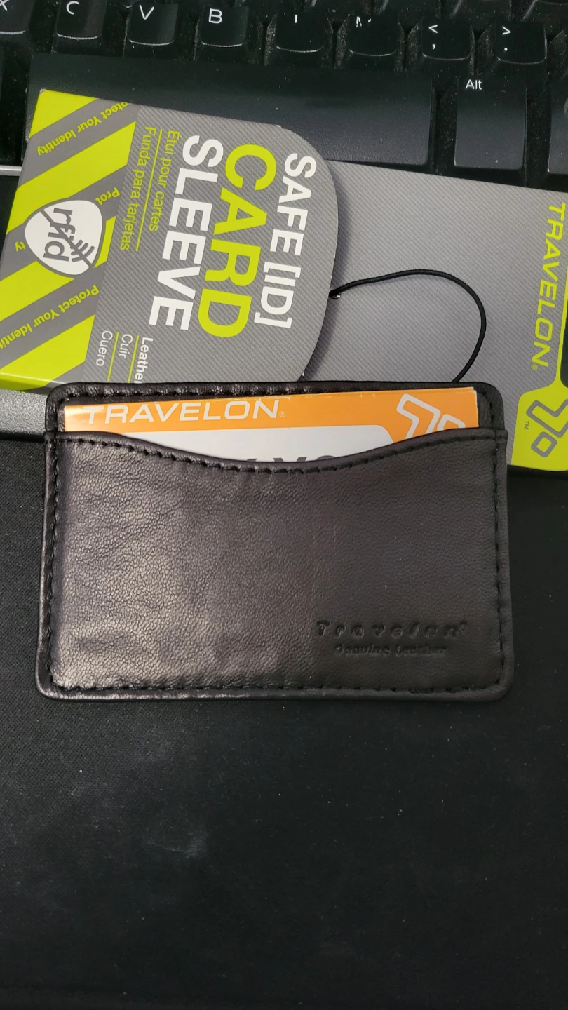 Travelon Safe ID RFID Blocking Card Sleeve - Black Leather - photo 3