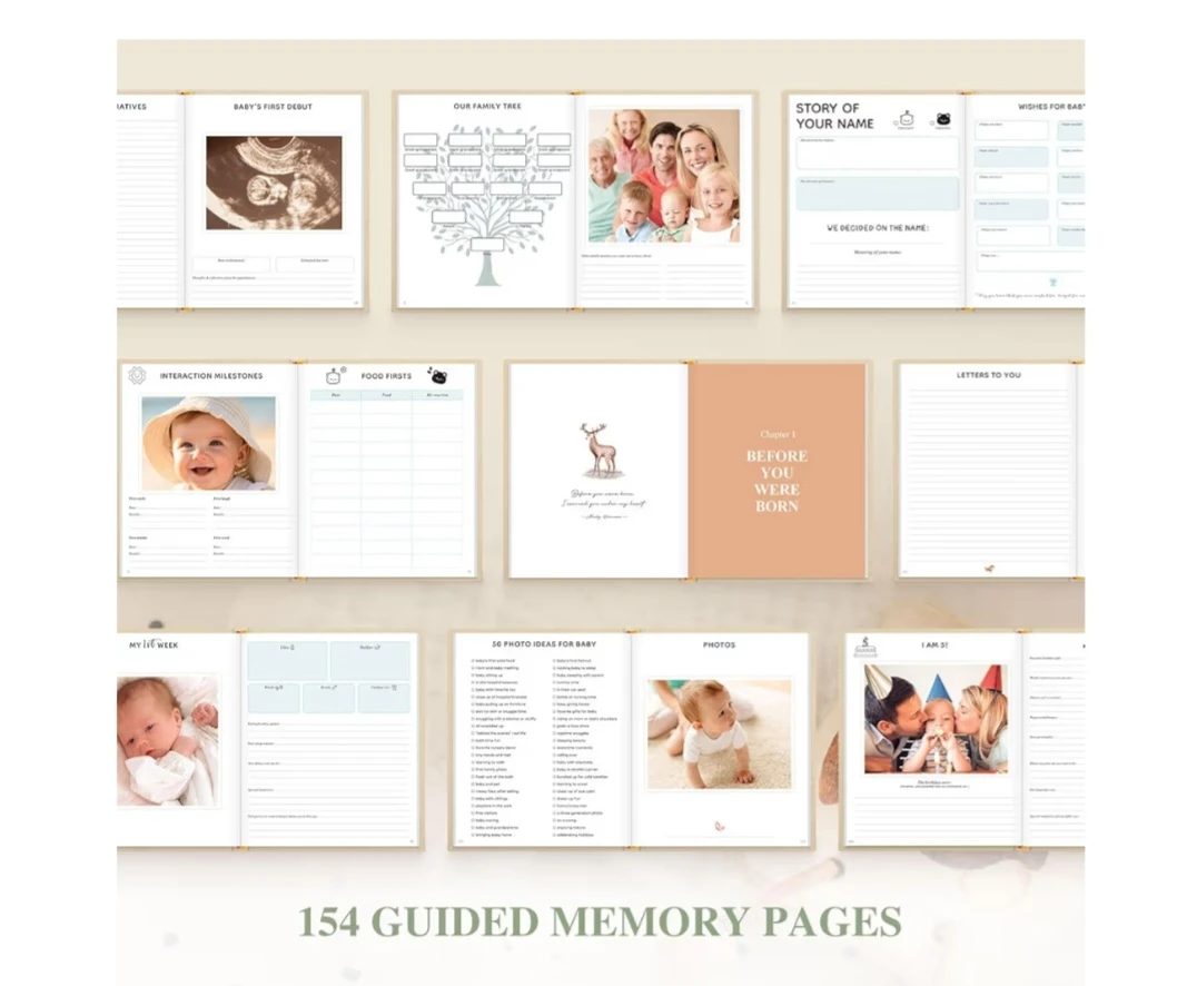 Lanpn Hello Baby First 5 Year Memory Book(Beige, 154 Pages) - photo 5