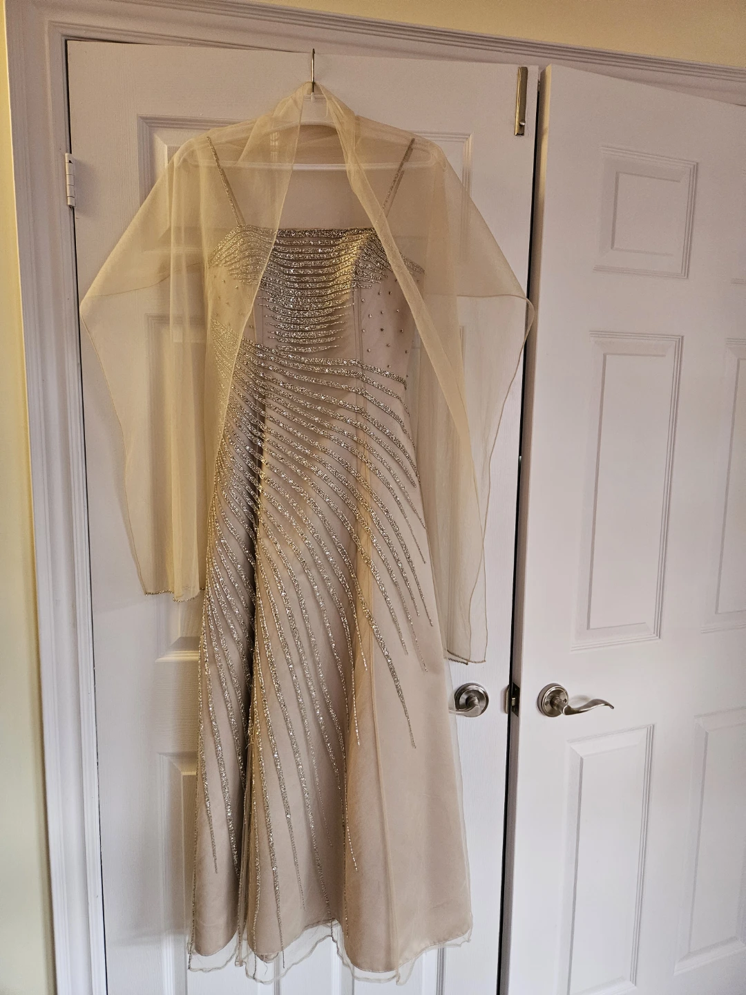 Beaded Evening Gown with Shawl - photo 4