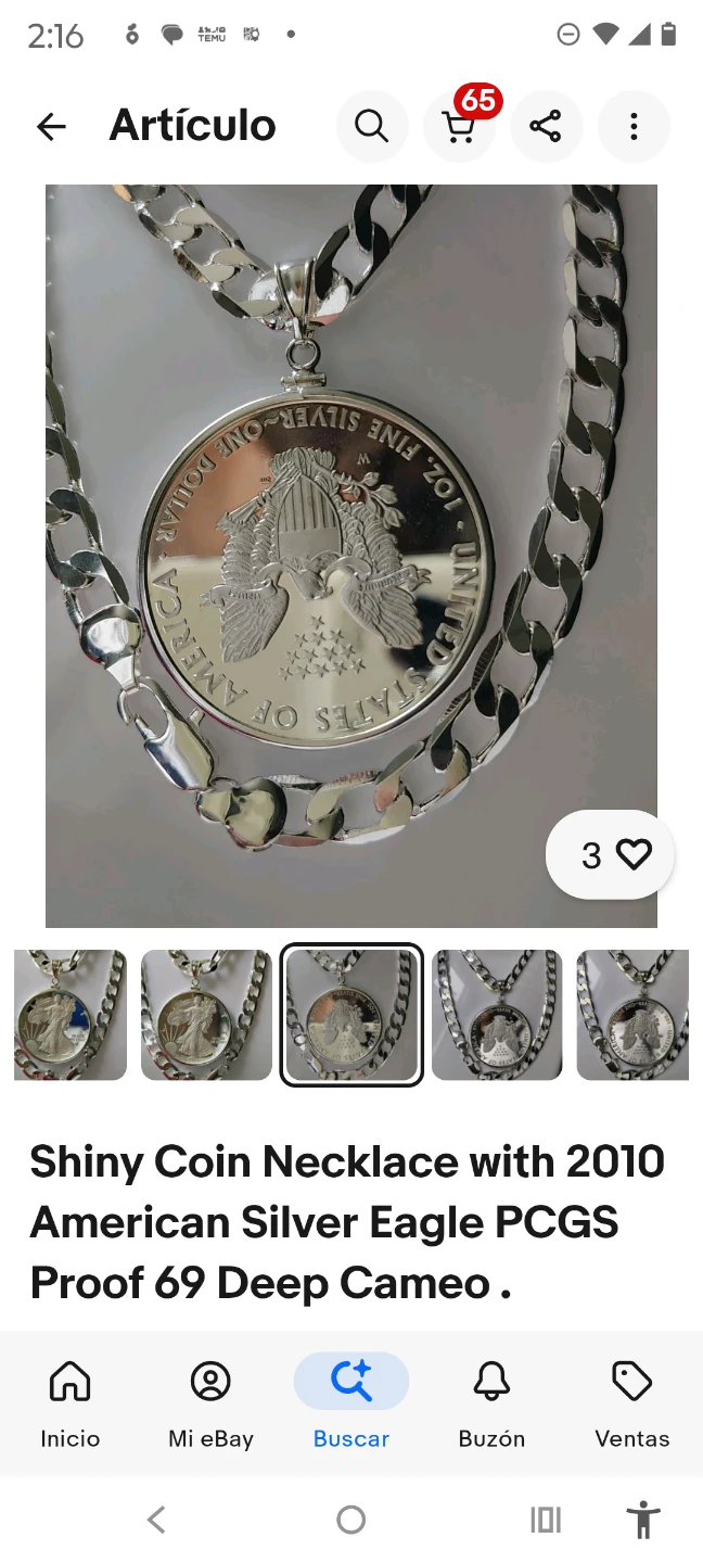 2010 American Silver Eagle Coin Pendant Necklace - photo 3