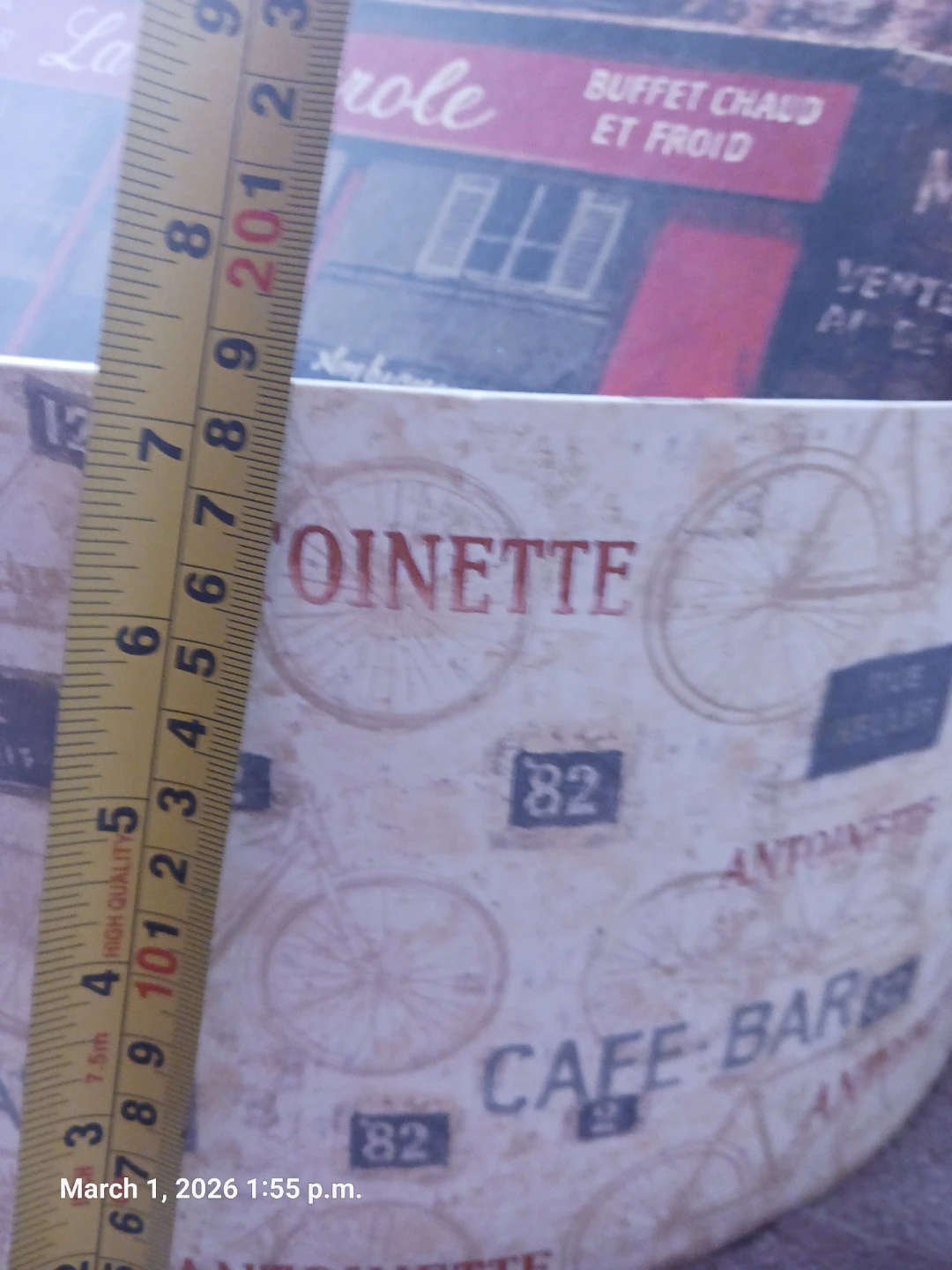 Round Decorative Storage Box - Parisian Cafe Design - photo 4