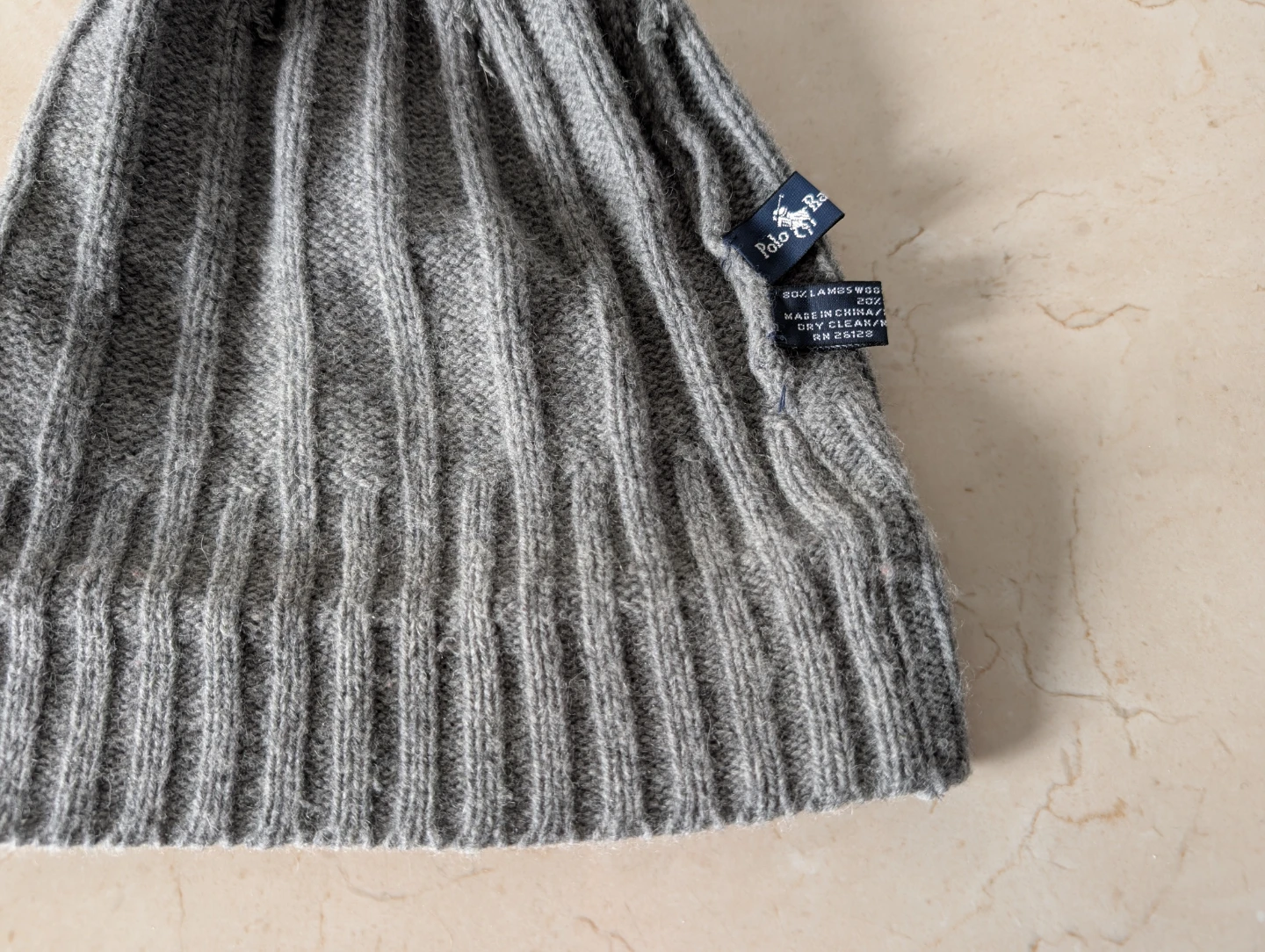 Ralph Lauren Grey Wool Ribbed Beanie Hat - photo 3