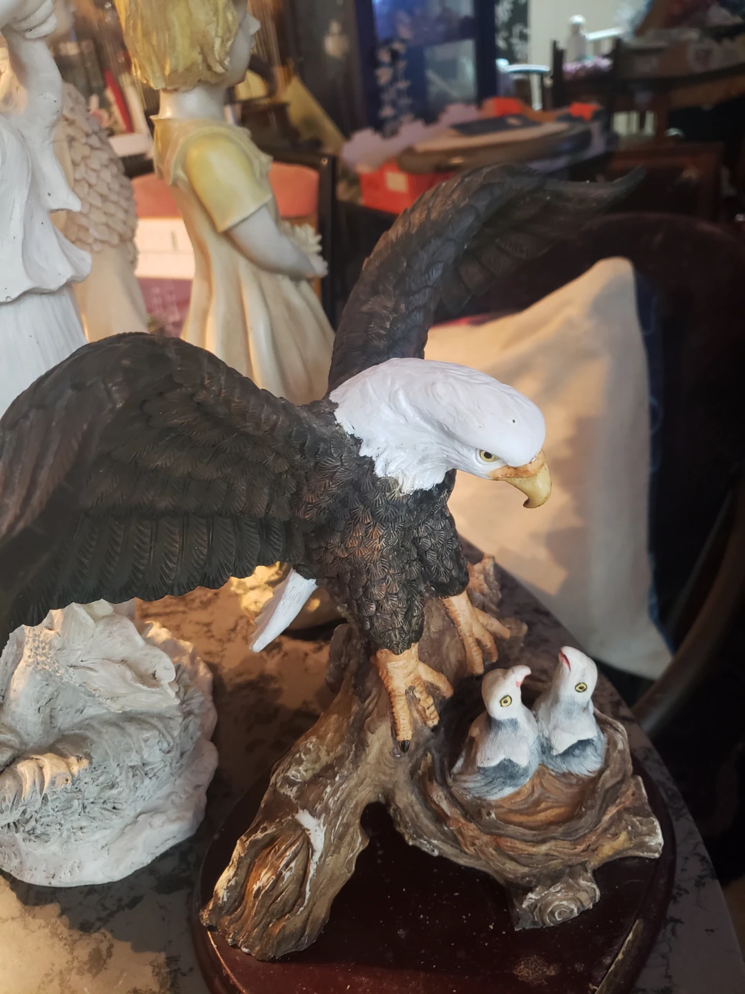 Bald Eagle with Chicks Figurine