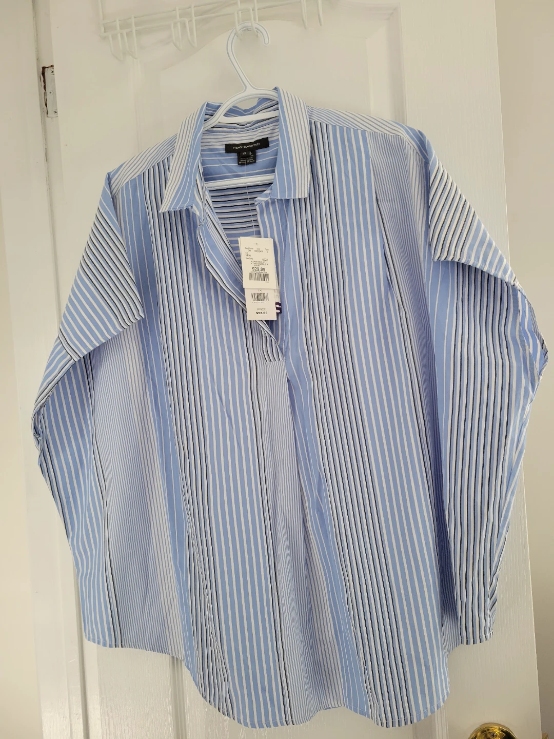 French Connection Women's Striped Button-Up Shirt - Size 1X