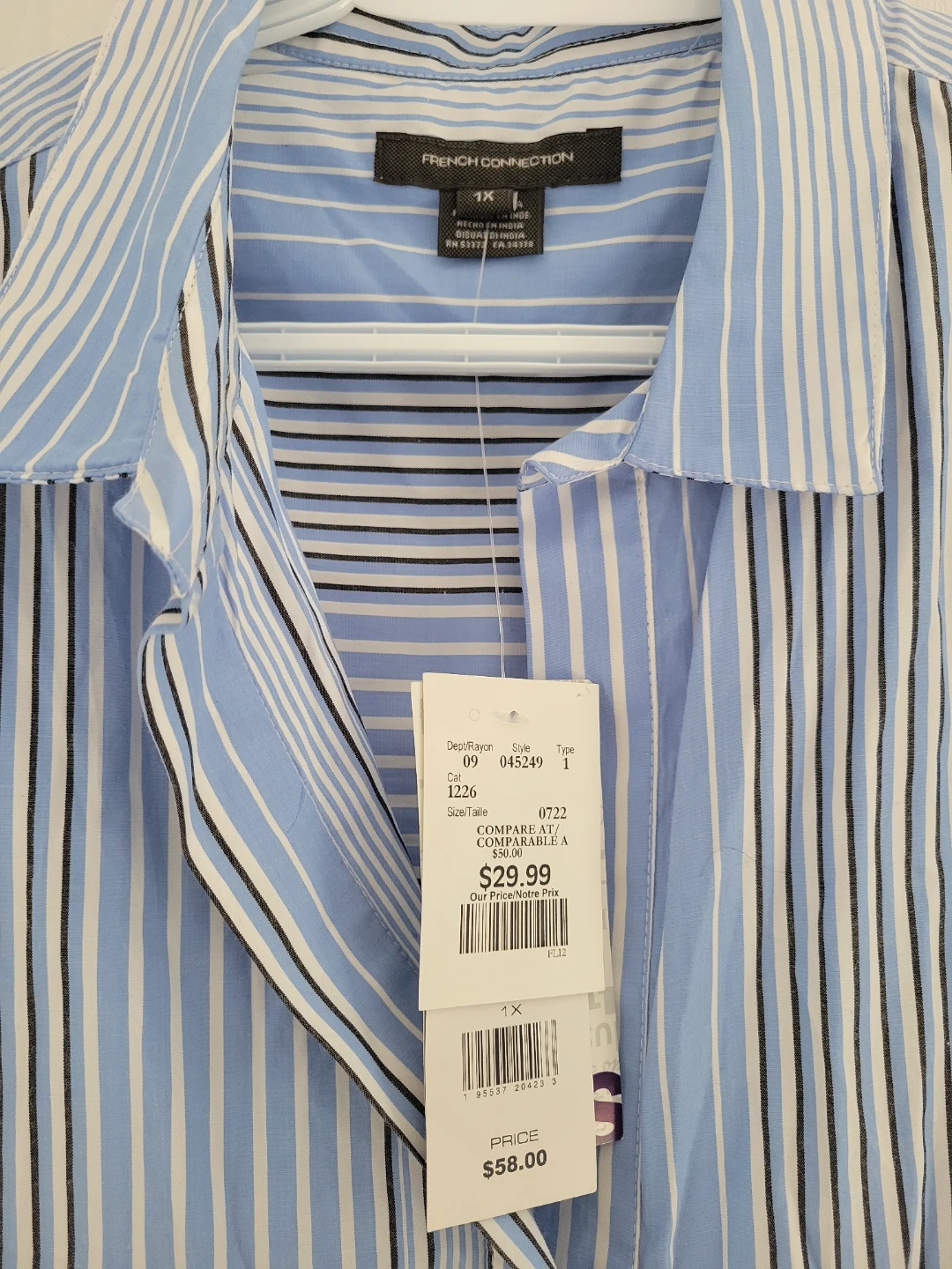 French Connection Women's Striped Button-Up Shirt - Size 1X - photo 2