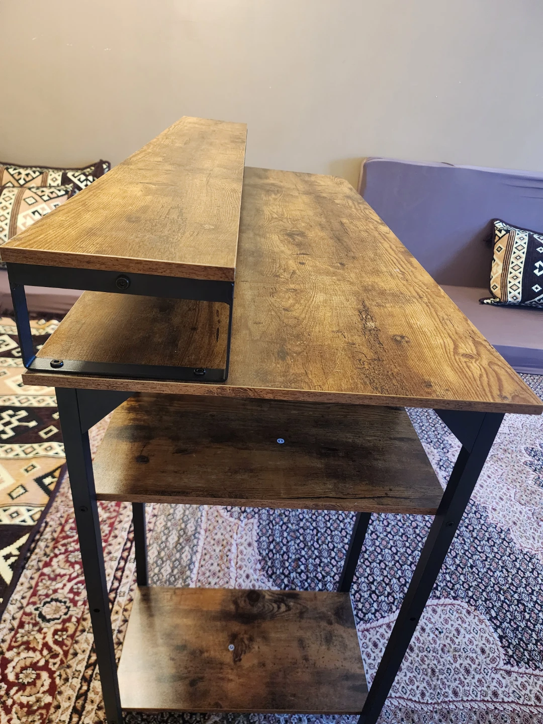 Rustic Wood Computer Desk with Shelves - photo 4
