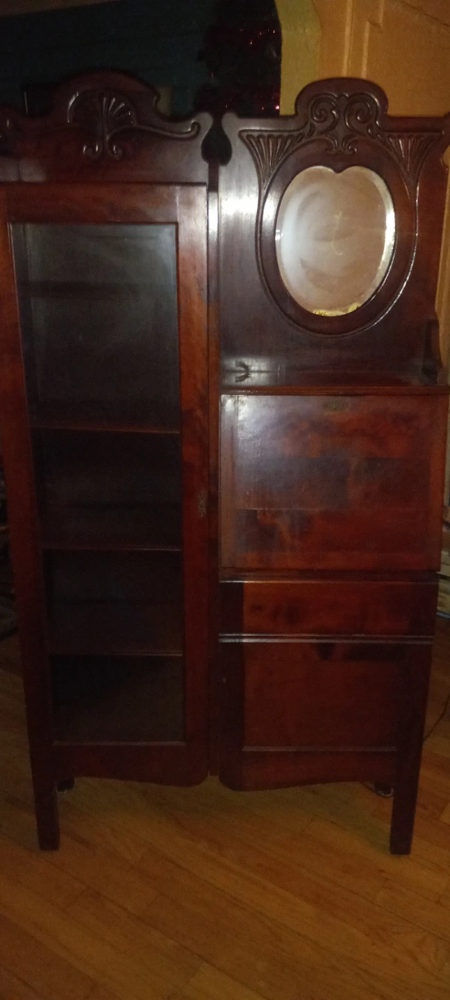 Antique Secretary Desk with Glass Cabinet - photo 5