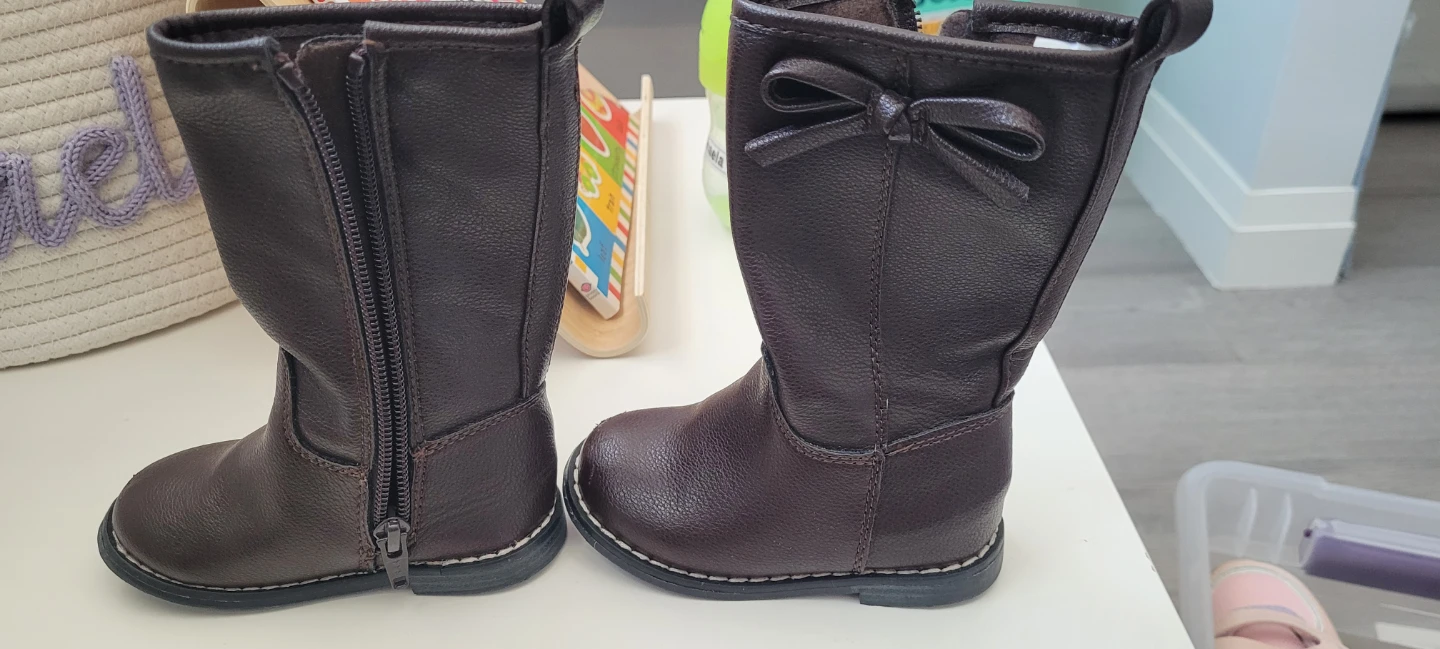 Toddler Brown Faux Leather Boots Size 5