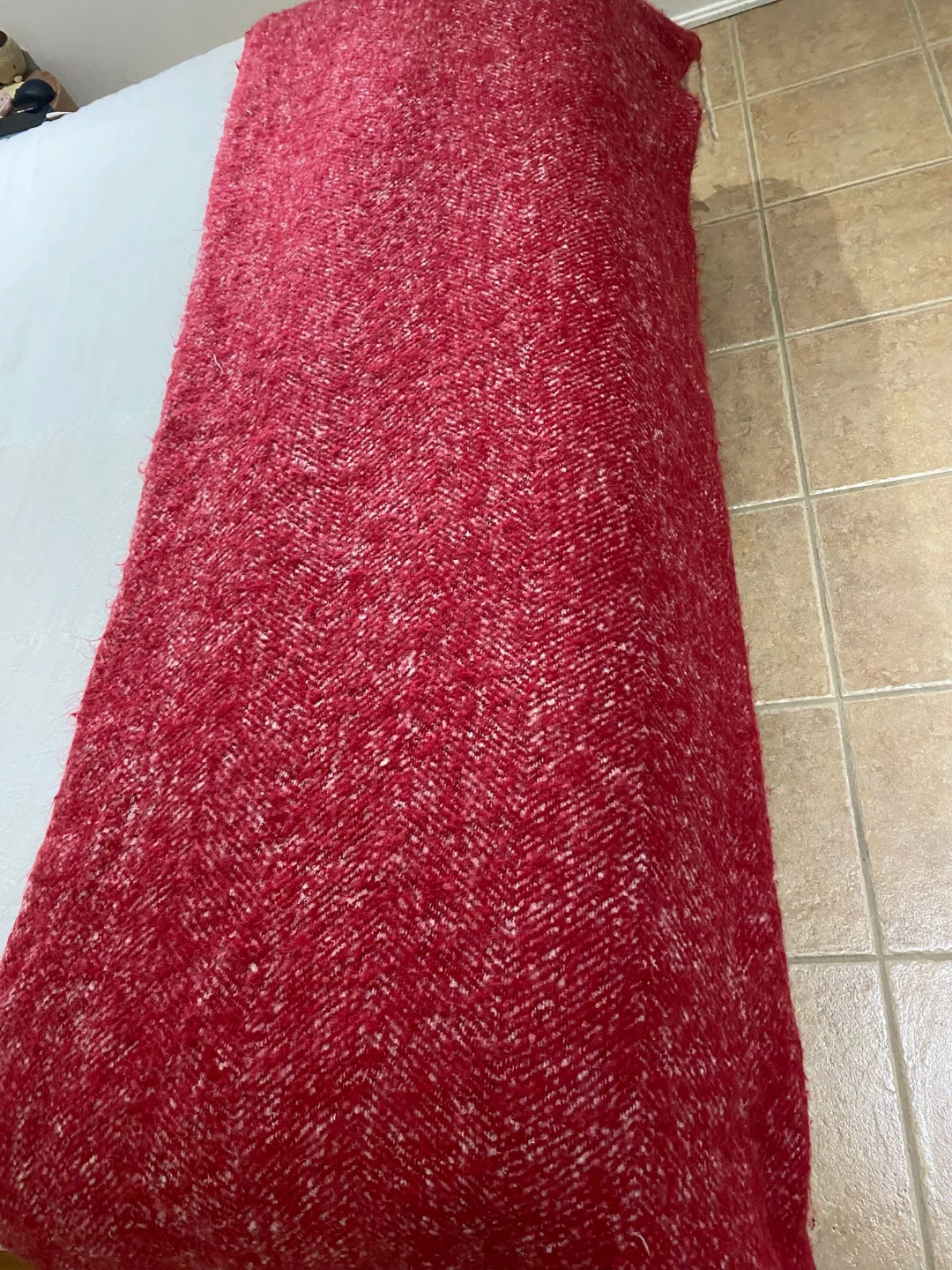 Red Herringbone Throw Blanket with Fringe - photo 2