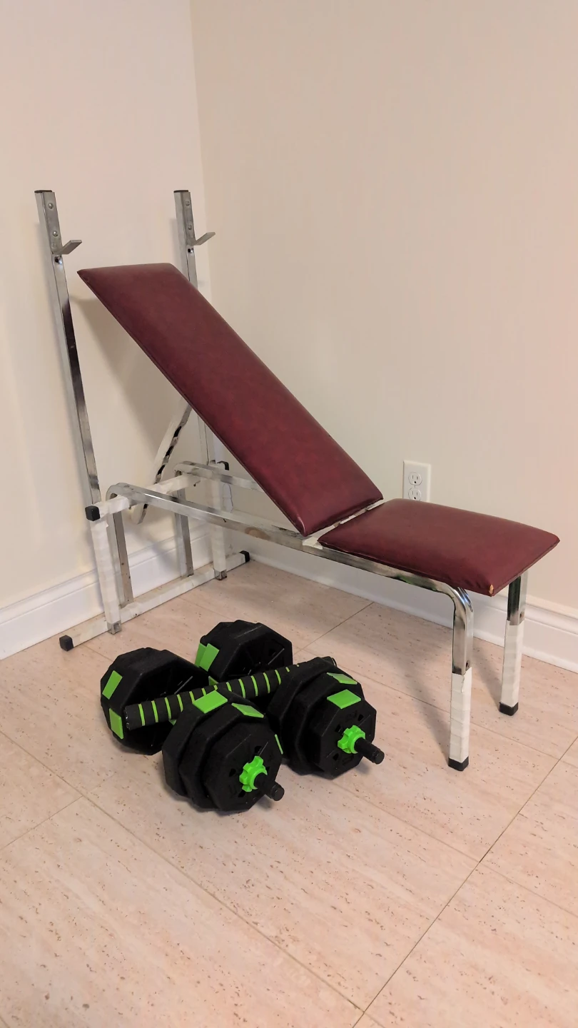 Adjustable Weight Dumbbell Set with Weight Bench