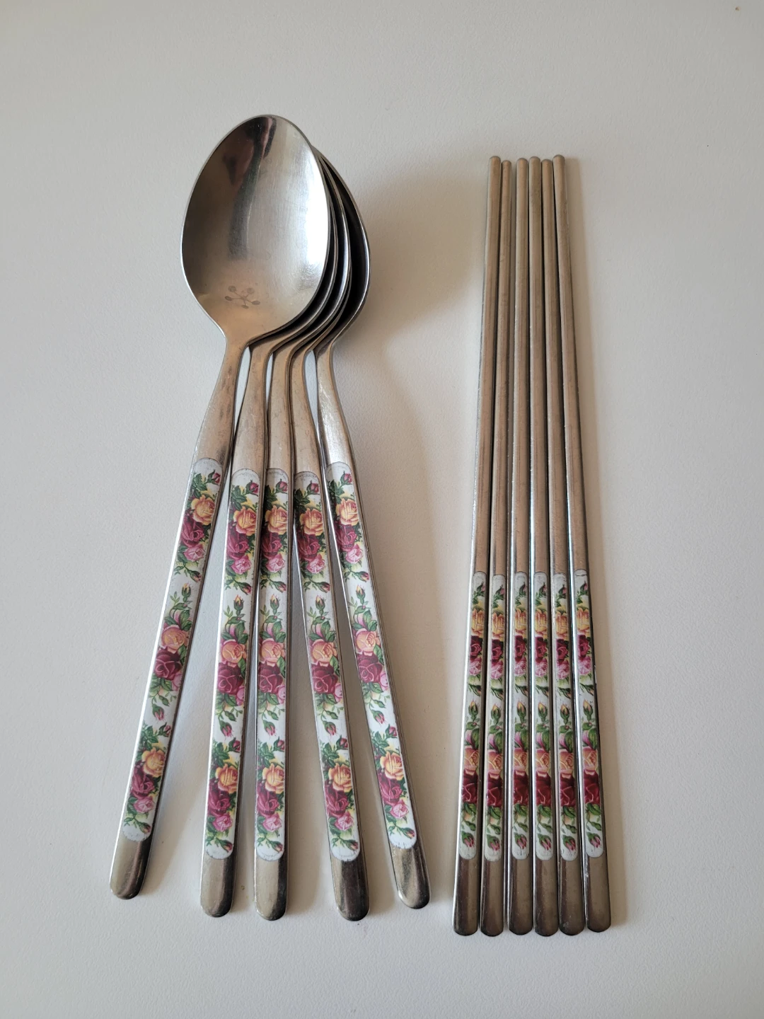 Floral Spoon and Chopstics+Kids Set