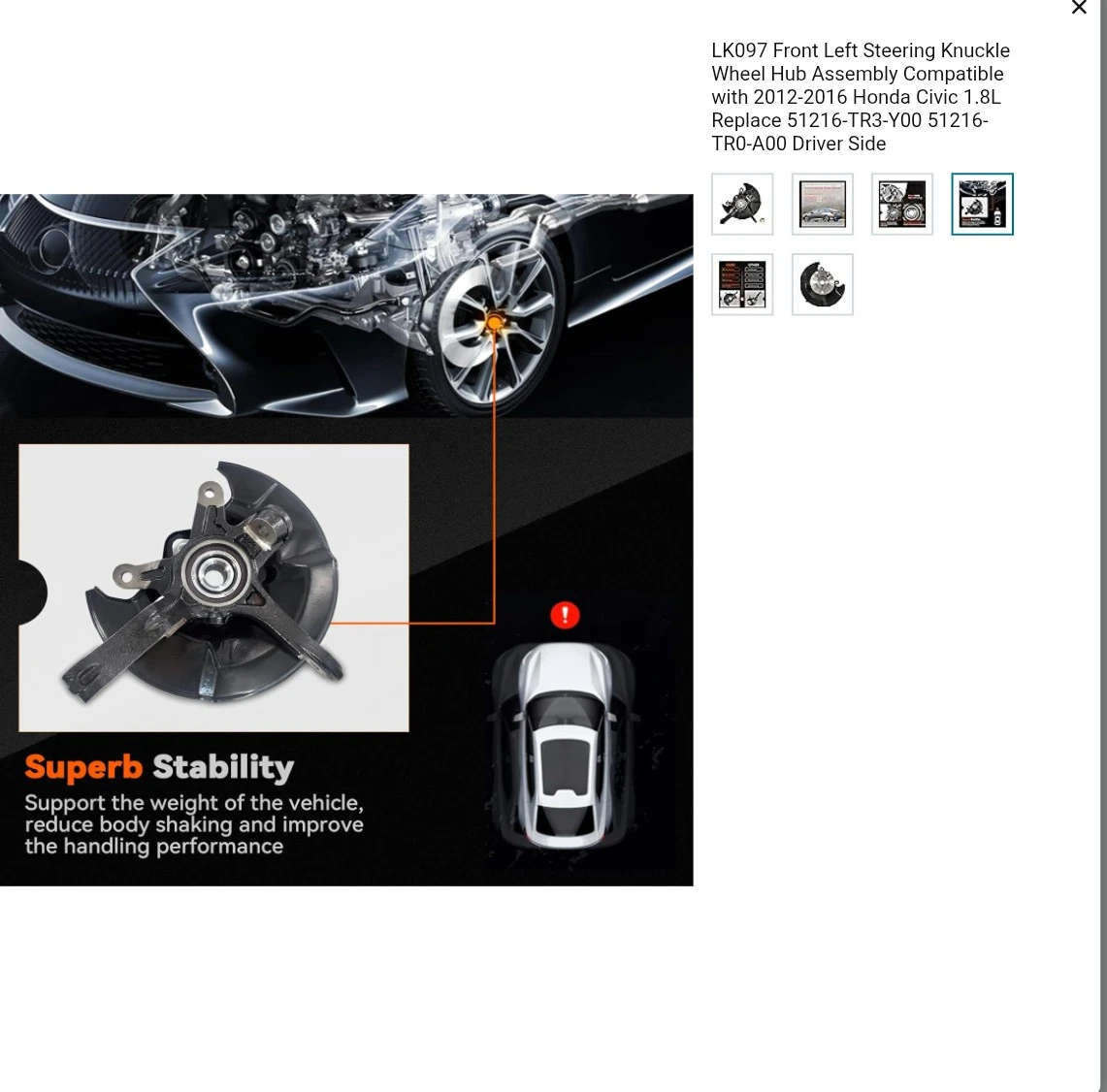 LK097 Front Left Steering Knuckle Wheel Hub Assembly - photo 4