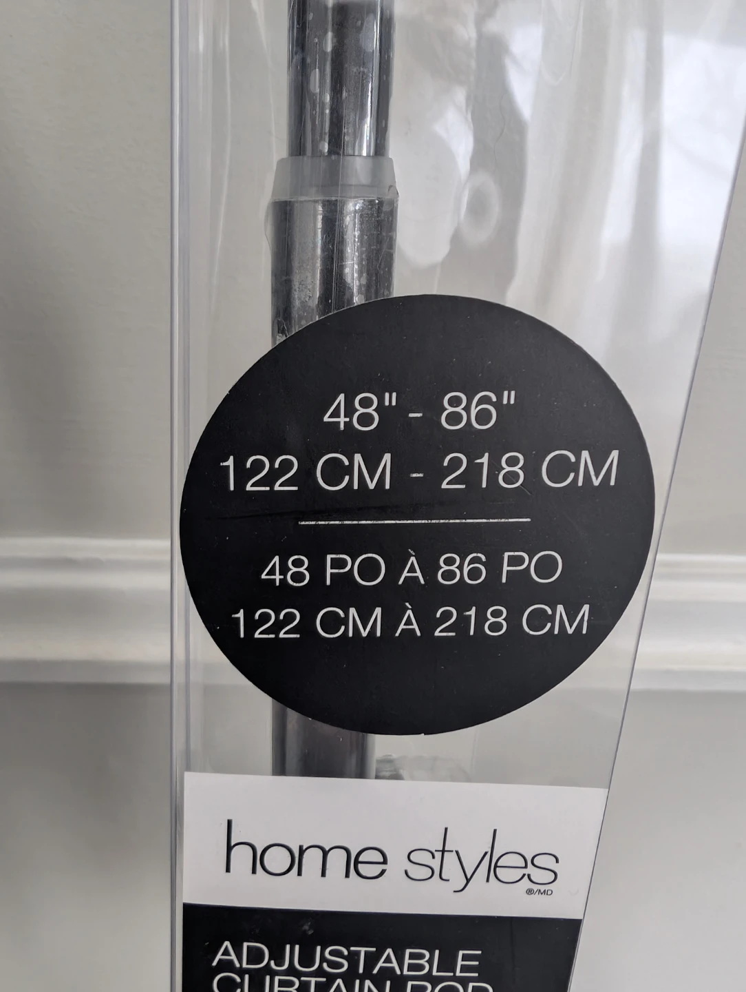 Set of 4 - Home Styles Adjustable Curtain Rod 48"-86" Black - photo 3