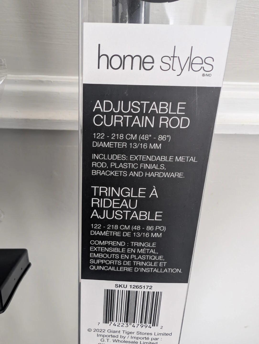 Set of 4 - Home Styles Adjustable Curtain Rod 48"-86" Black - photo 5