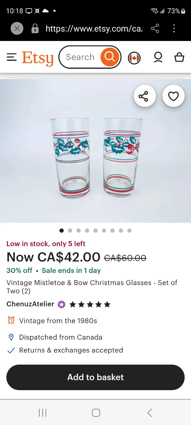 Vintage Mistletoe & Bow Christmas Glasses - Set of 4 - photo 4