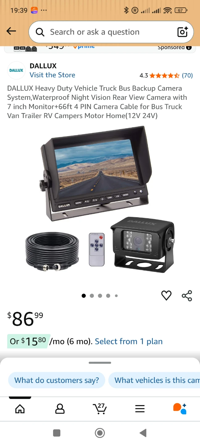 Dallux Heavy Duty Truck Bus Backup Camera System with 7" Monitor - photo 2