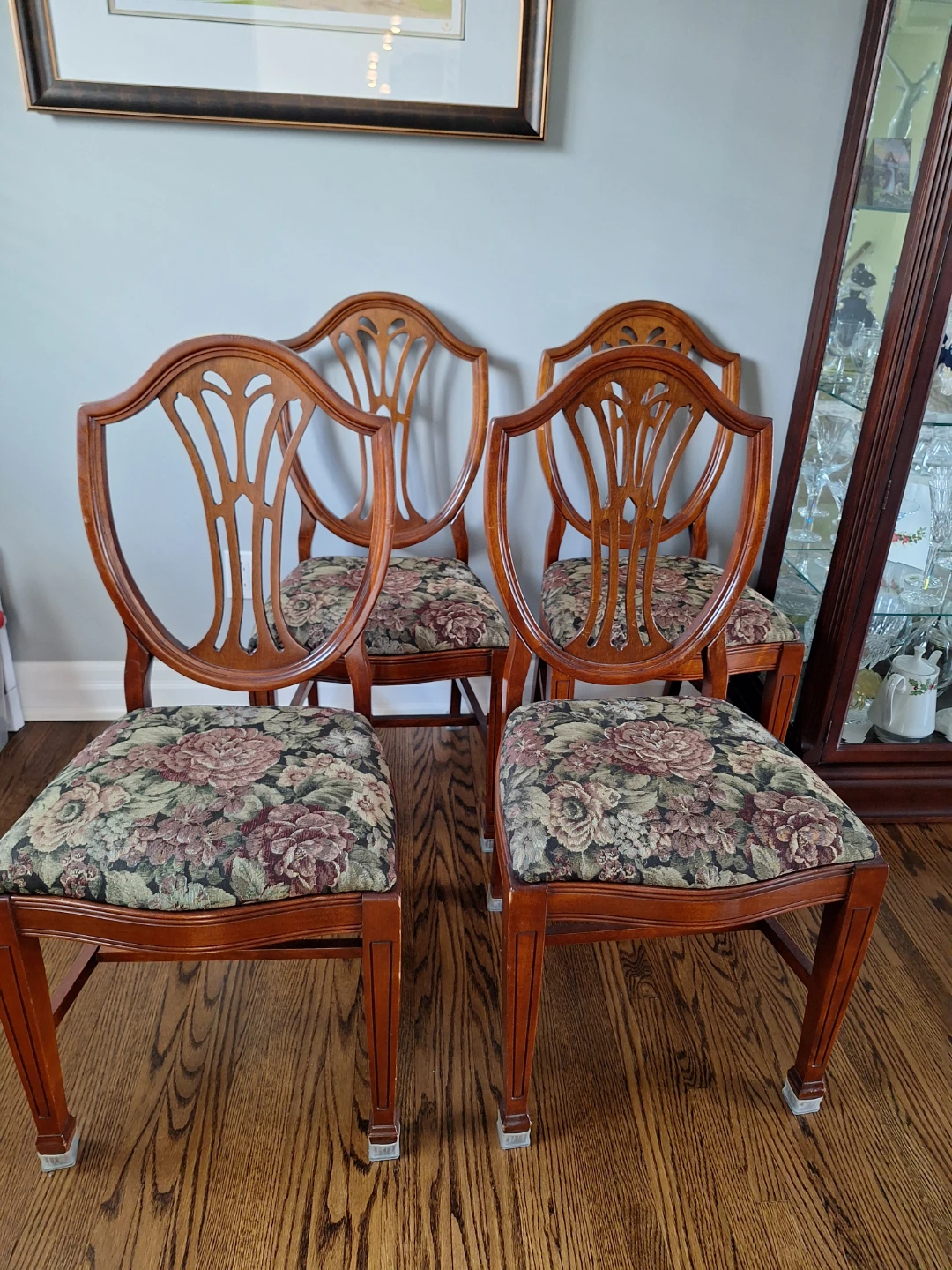 Antique Wood Dining Chairs (4)