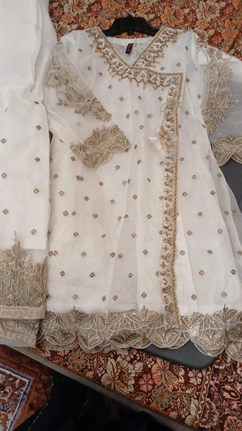 White Kurti with Gold Embroidery
