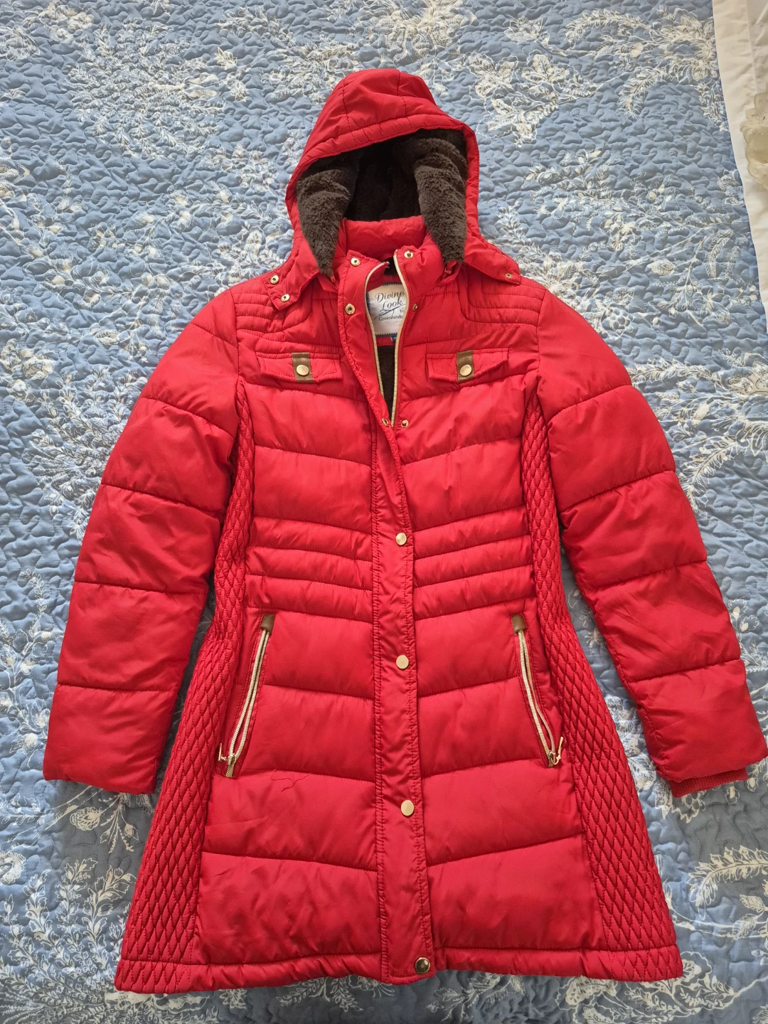 Red Puffer Coat with Hood