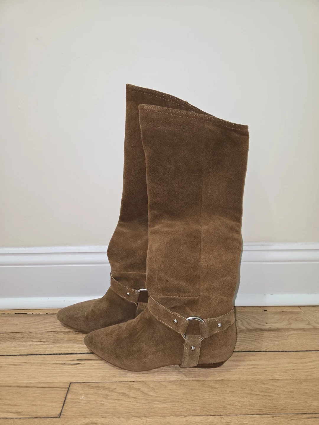 Brown Suede Knee-High Boots