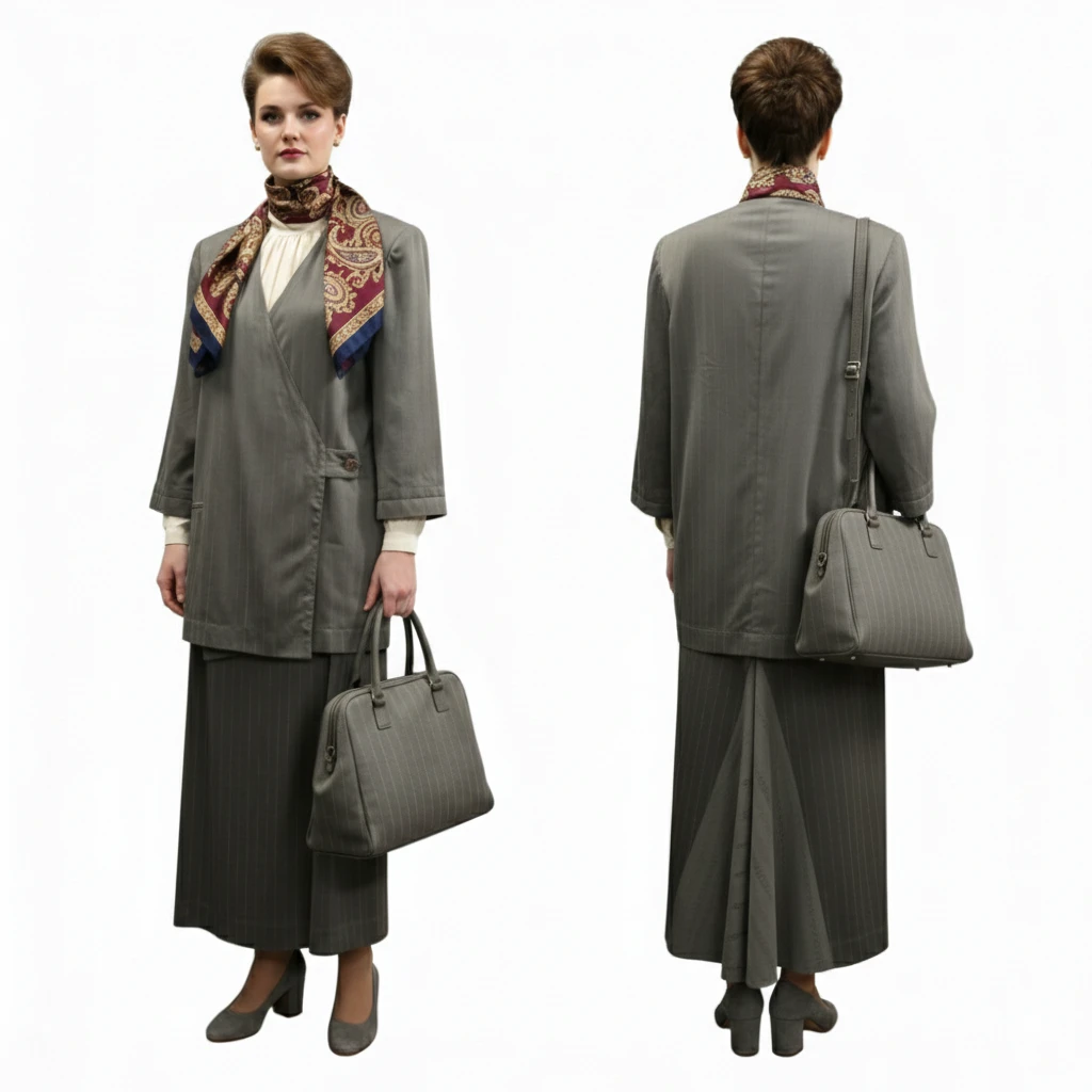 Marc Cain Vintage Pinstripe Skirt & Blazer Set Size S(4-6) - photo 3