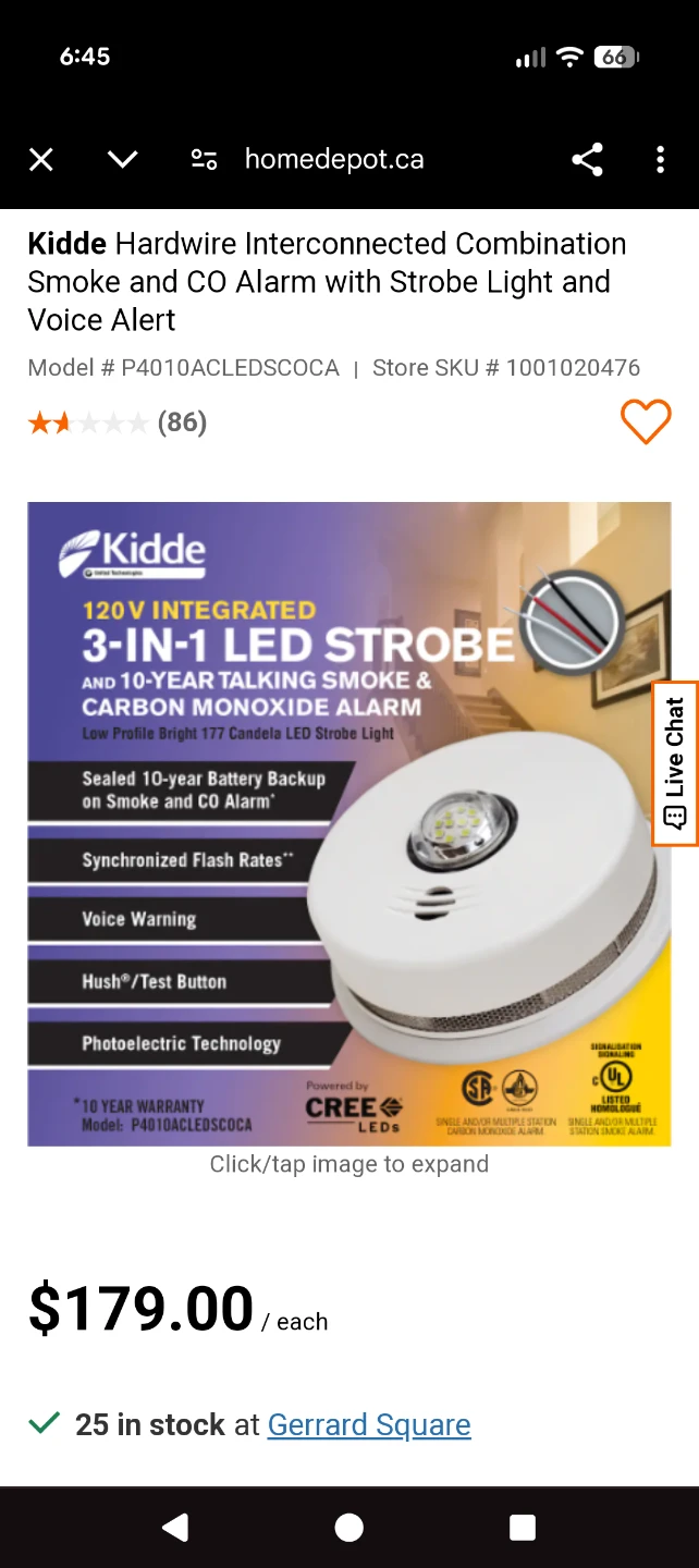 Kidde Hardwire 3-in-1 Smoke & CO Alarm with Strobe & Voice Alert
