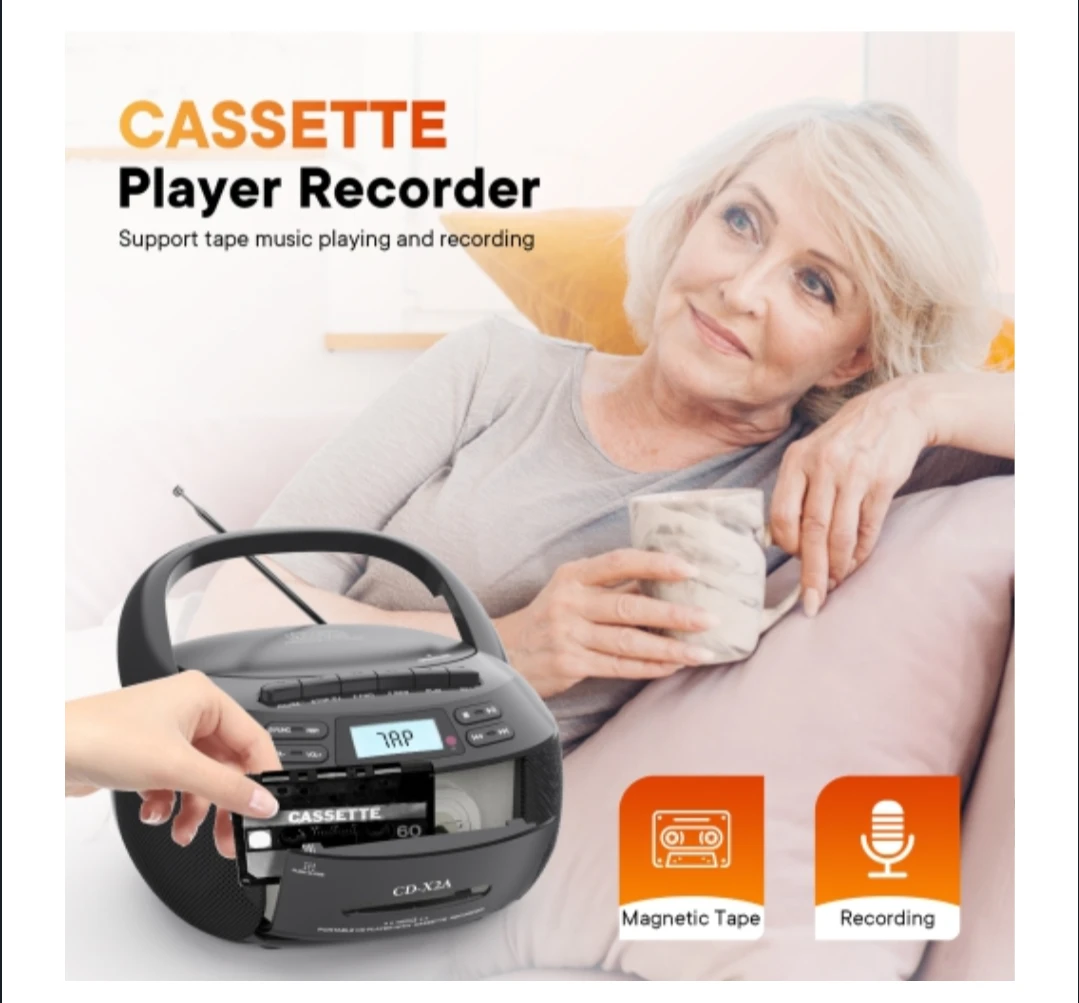 Portable CD Player with Cassette Recorder and Bluetooth 🥕 - photo 2