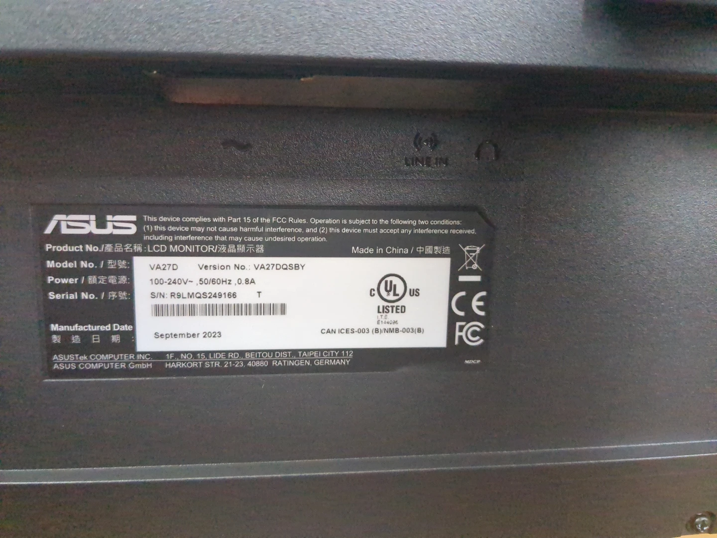 ASUS 24" VA27DQS LCD Monitor - photo 2