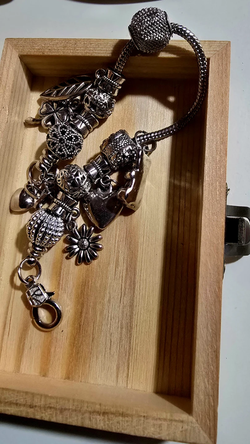 Charm Bracelet with Silver-Tone Charms