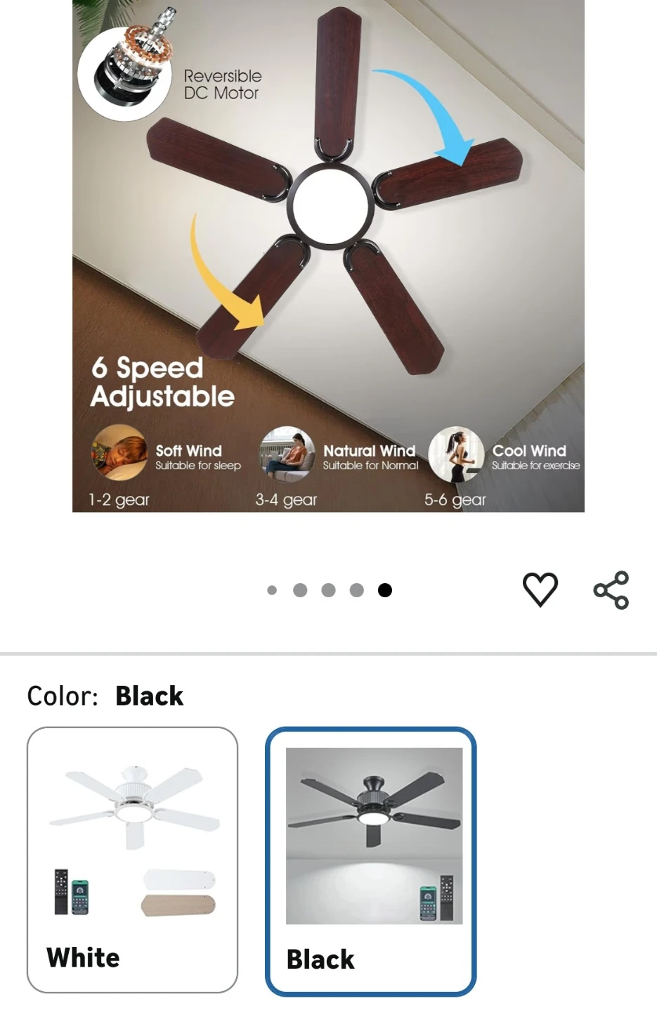 Black 44IN Ceiling Fan with Remote (cash only) - photo 2