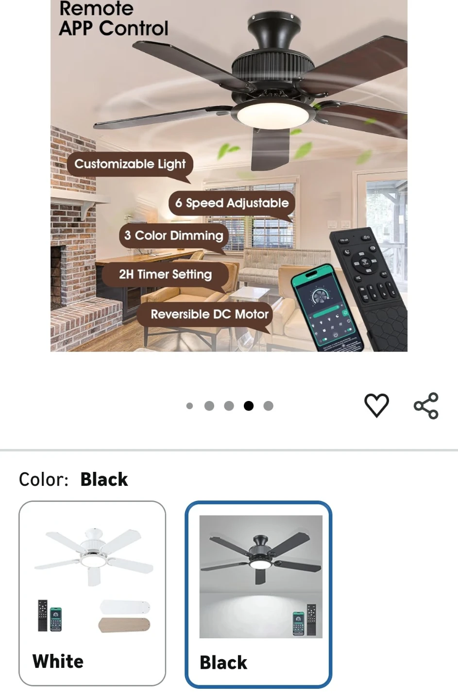 Black 44IN Ceiling Fan with Remote (cash only) - photo 4