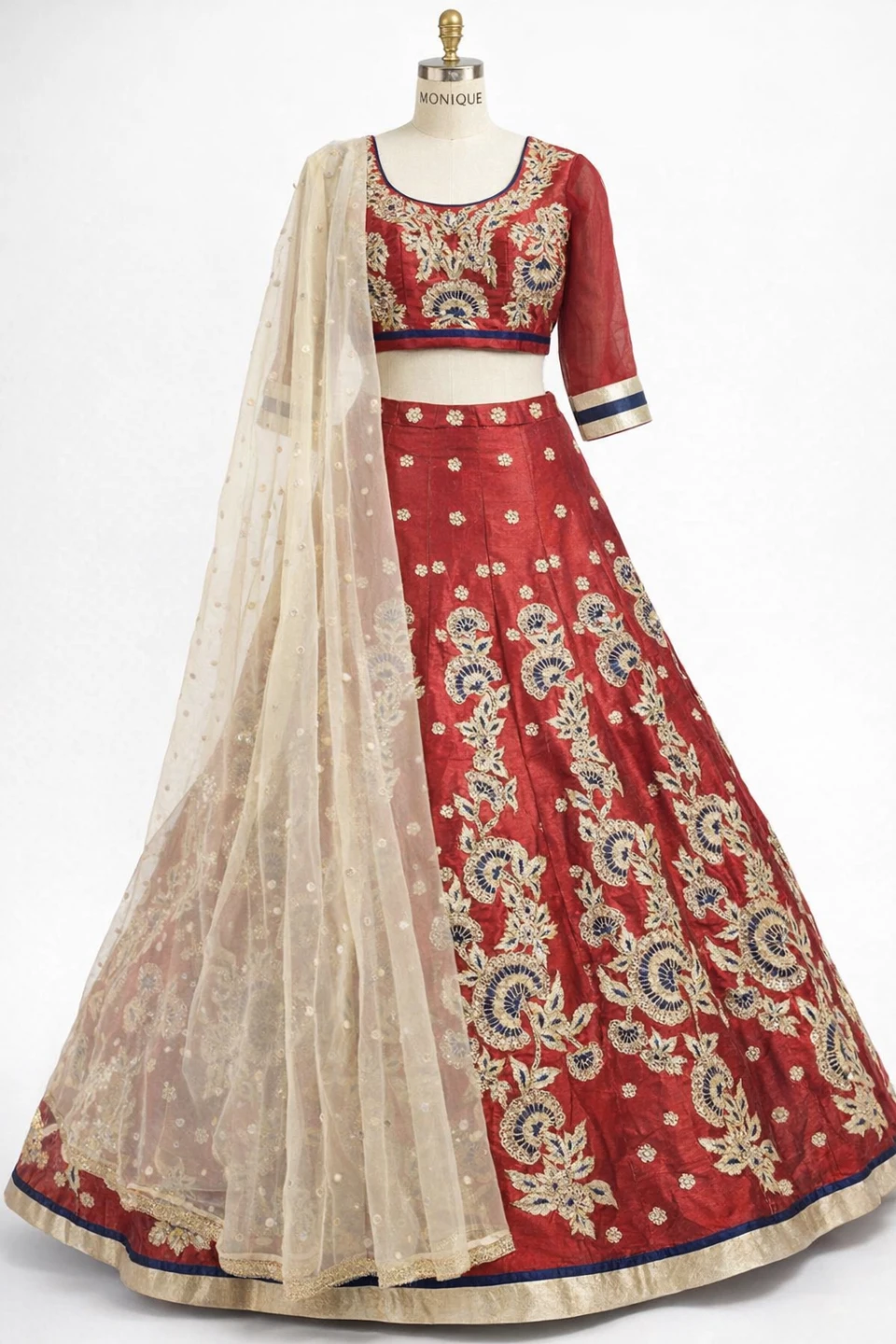 Embroidered Red Lehenga Choli with Dupatta