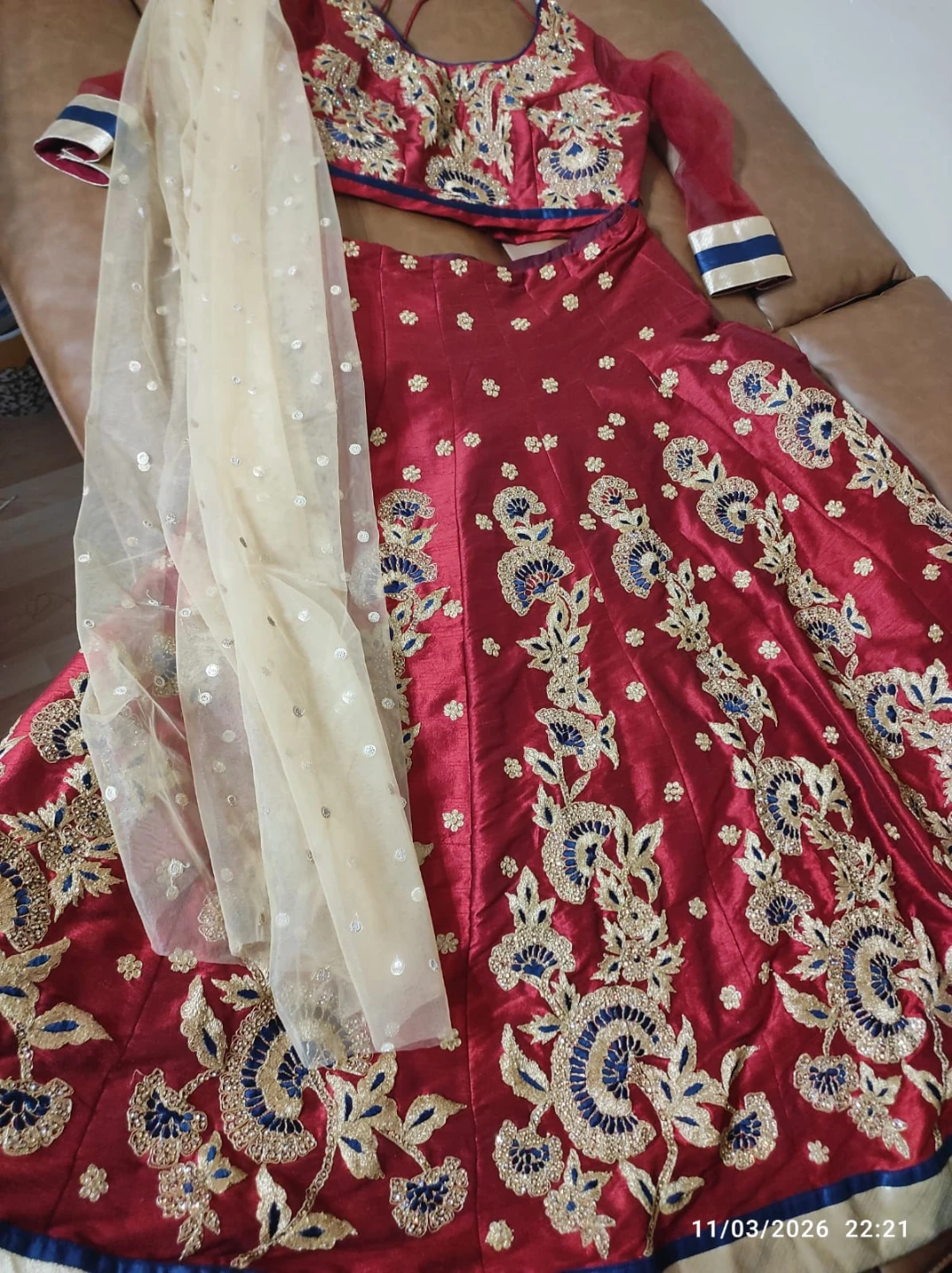 Embroidered Red Lehenga Choli with Dupatta - photo 5