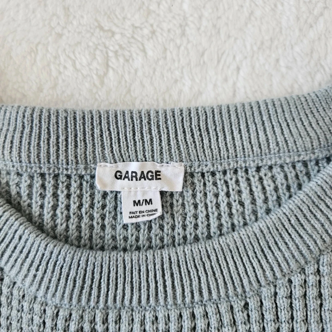 Garage Light Blue Waffle Knit Sweater - M - photo 3