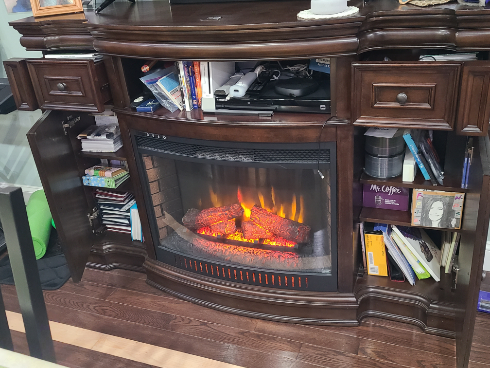 Dark Brown Electric Fireplace Entertainment Center - photo 3