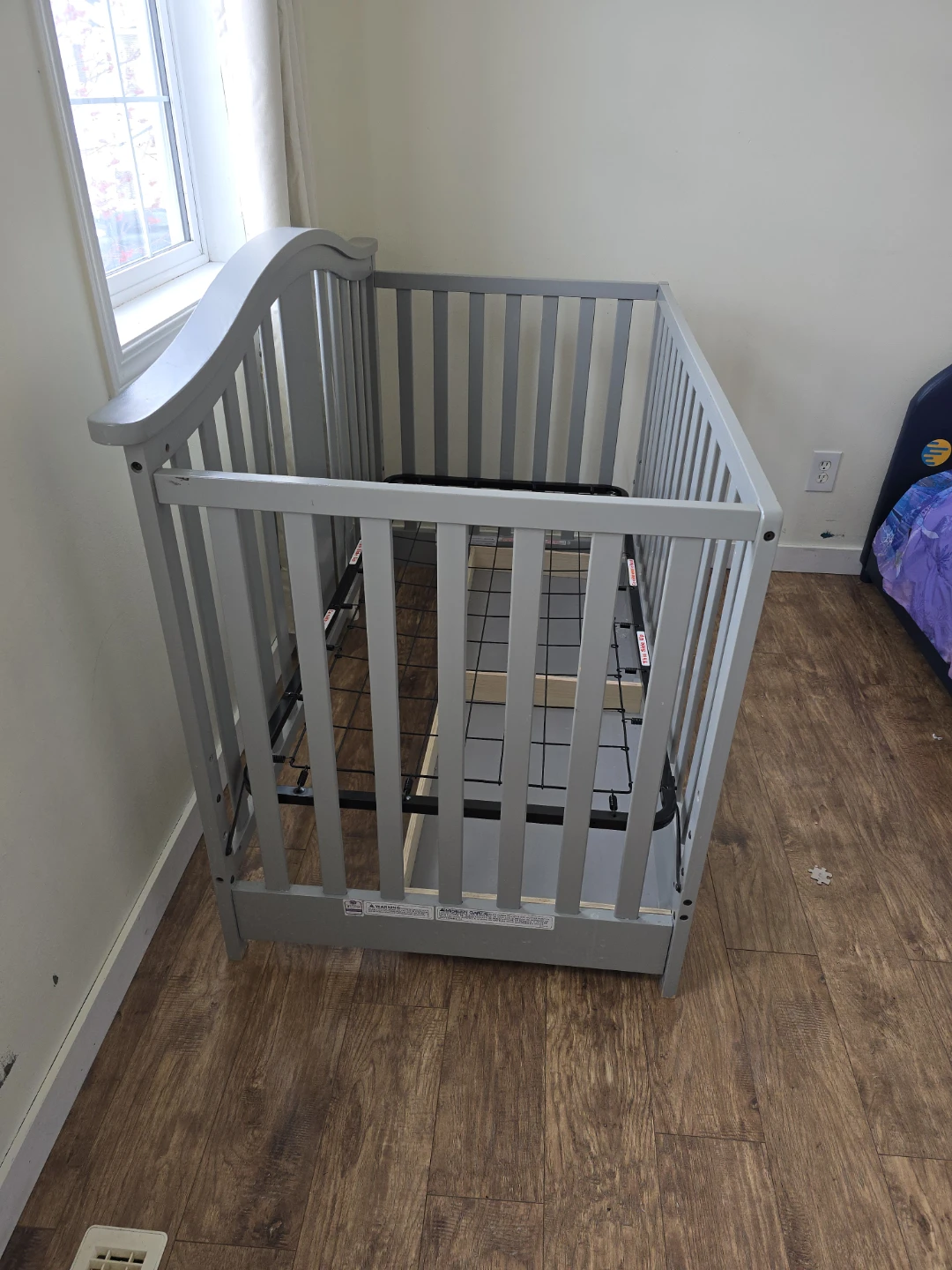Grey Baby Crib with Drawer