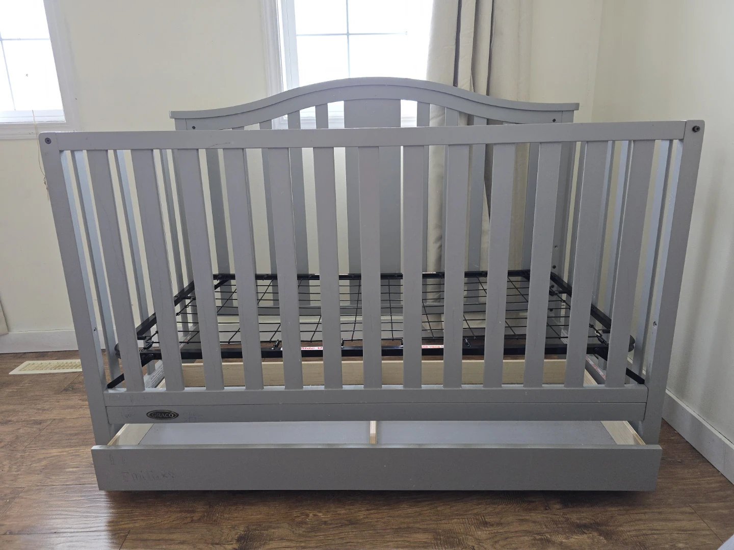 Grey Baby Crib with Drawer - photo 2