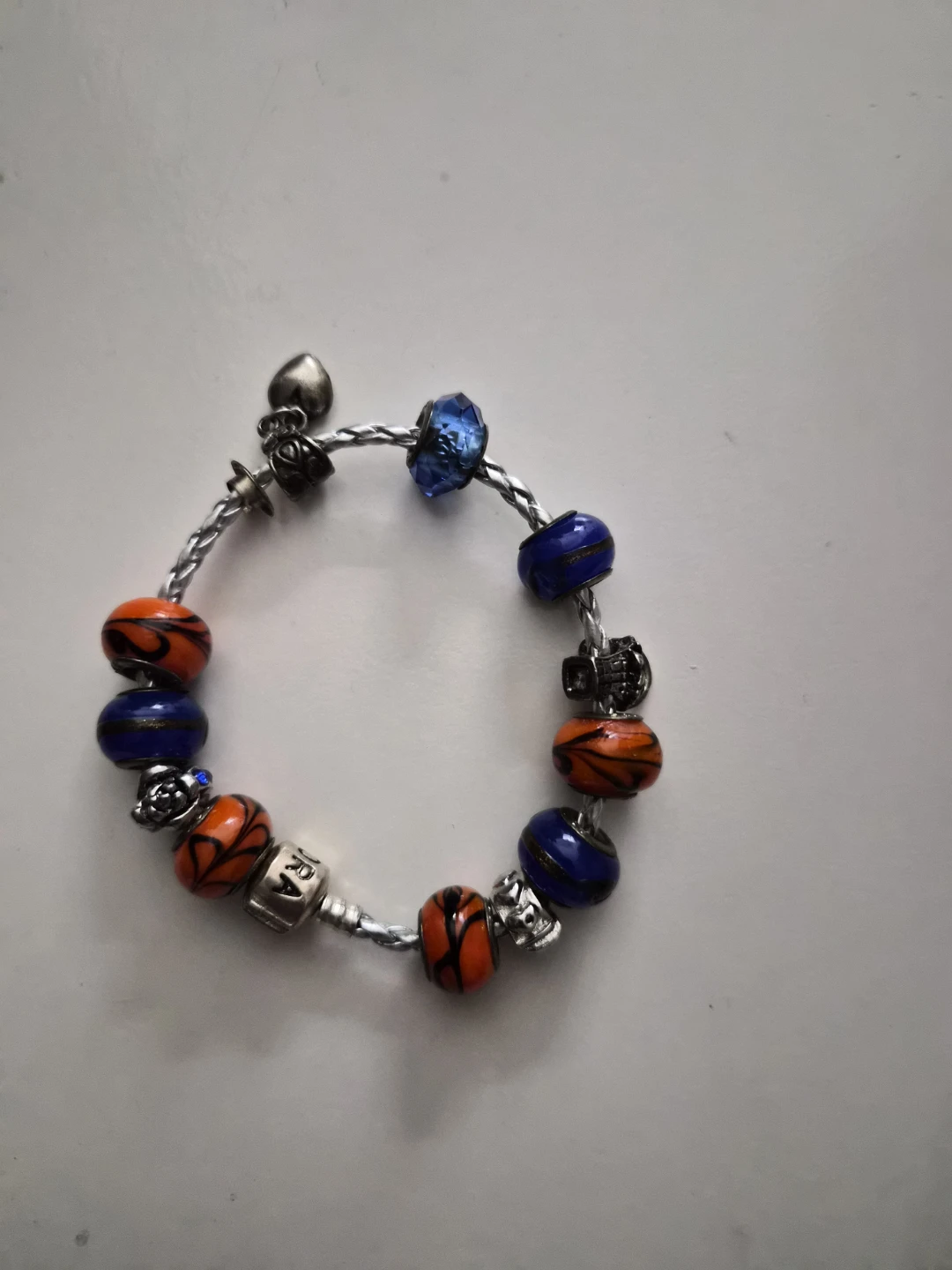 Pandora Beaded Charm Bracelet with Orange and Blue Beads - photo 2