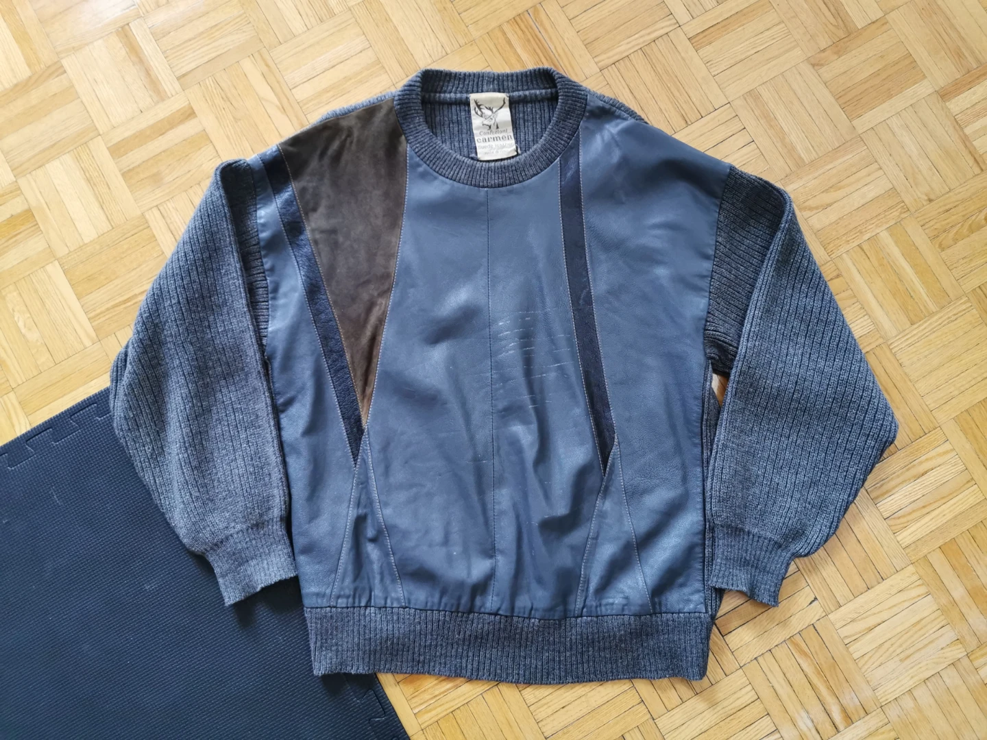 Vintage Confezioni Carmen Suede and Leather Sweater Large