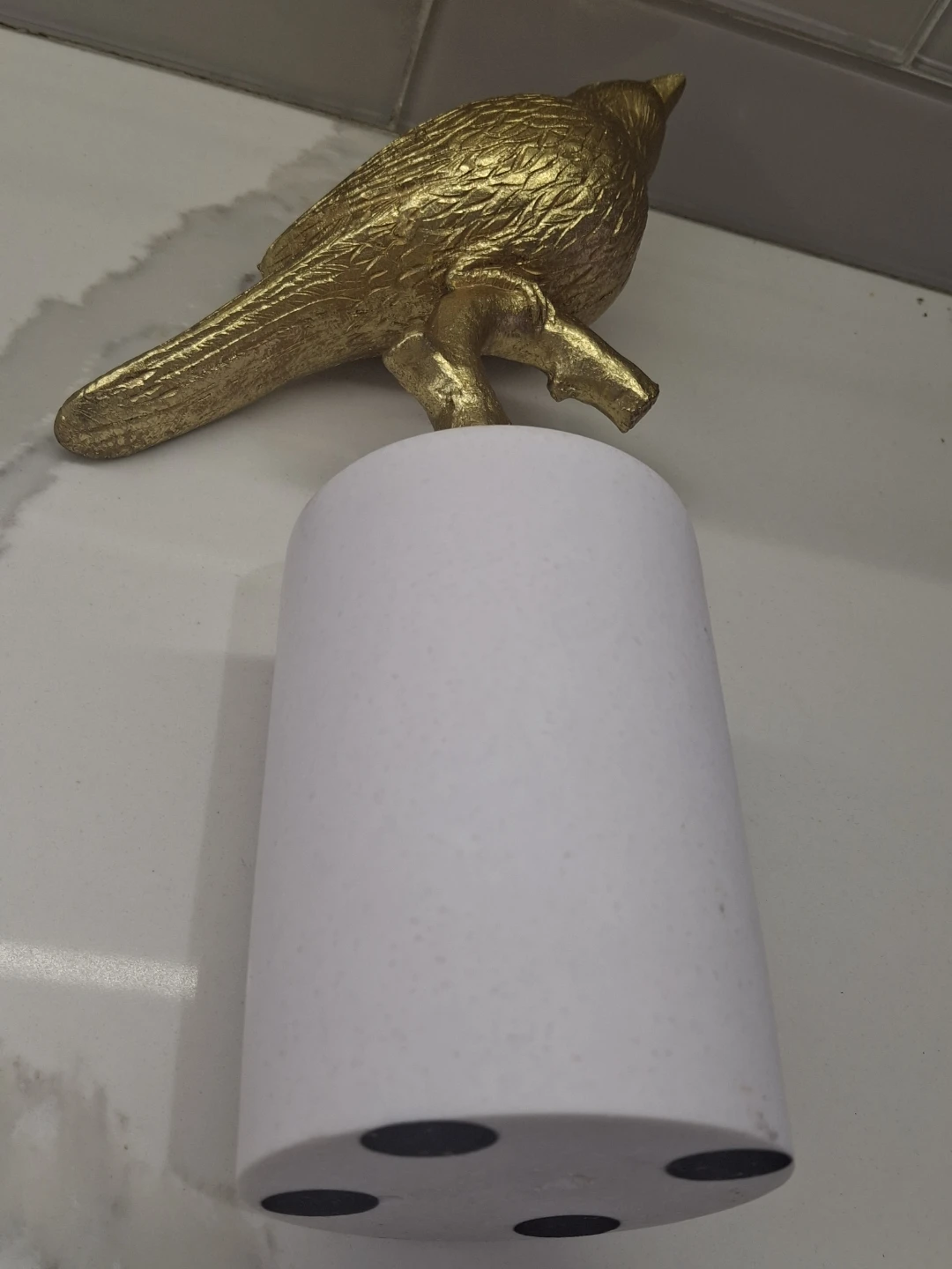 Gold Bird Figurine on White Base - photo 5