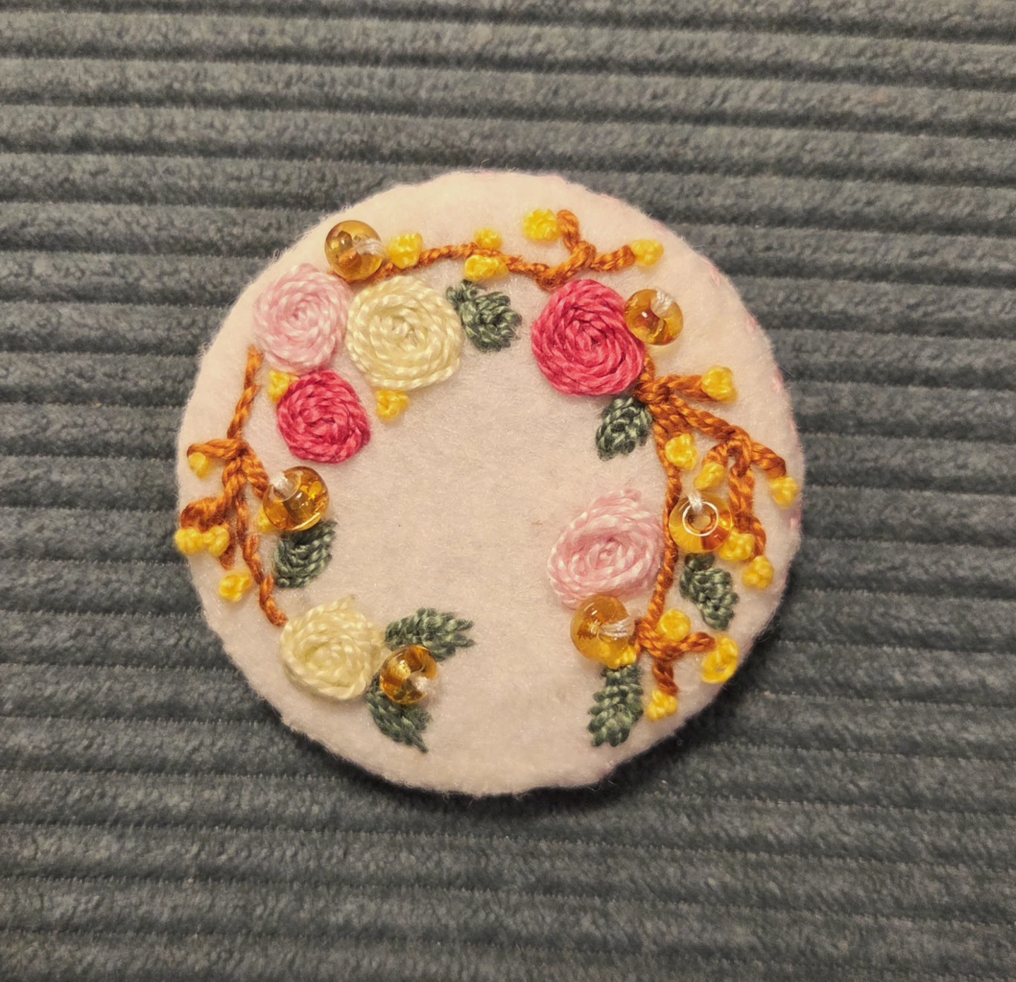Handmade Floral Embroidered Brooch Pin