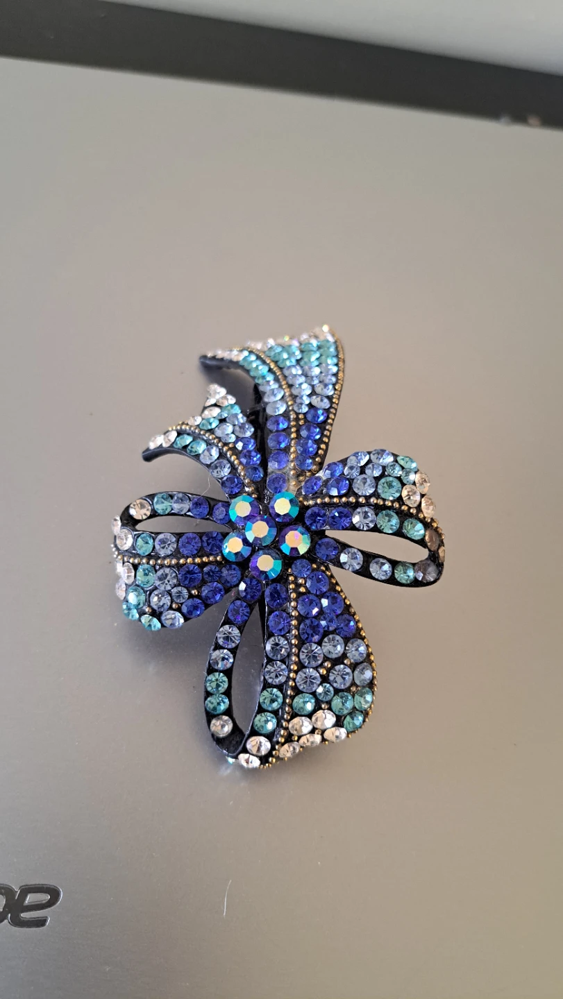 Sparkly Blue Bow Barrette Hair Clip - photo 2