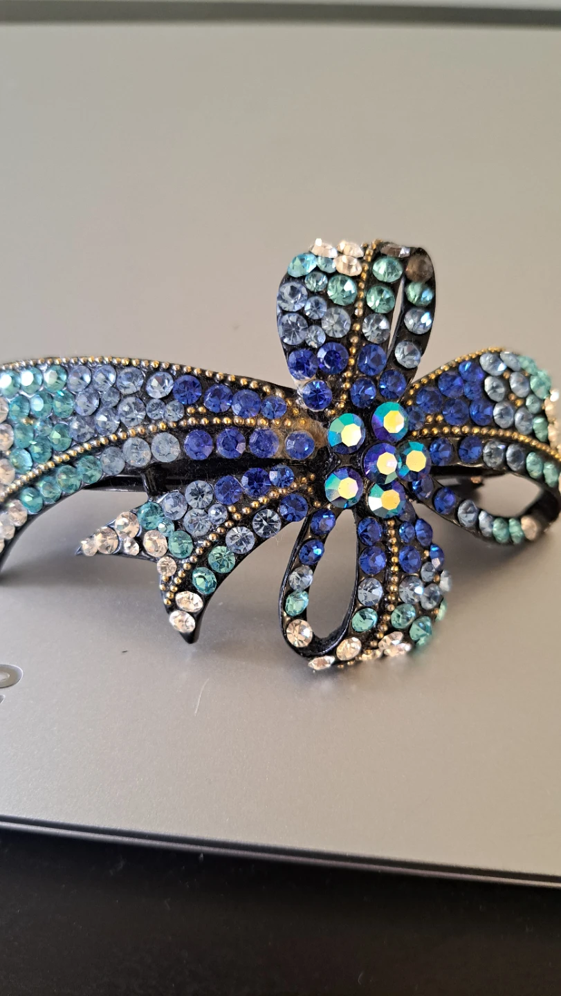 Sparkly Blue Bow Barrette Hair Clip - photo 3