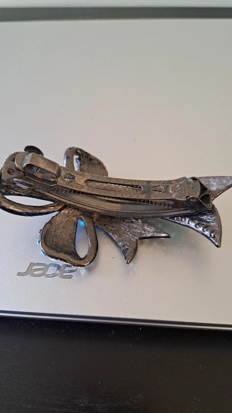 Sparkly Blue Bow Barrette Hair Clip - photo 4