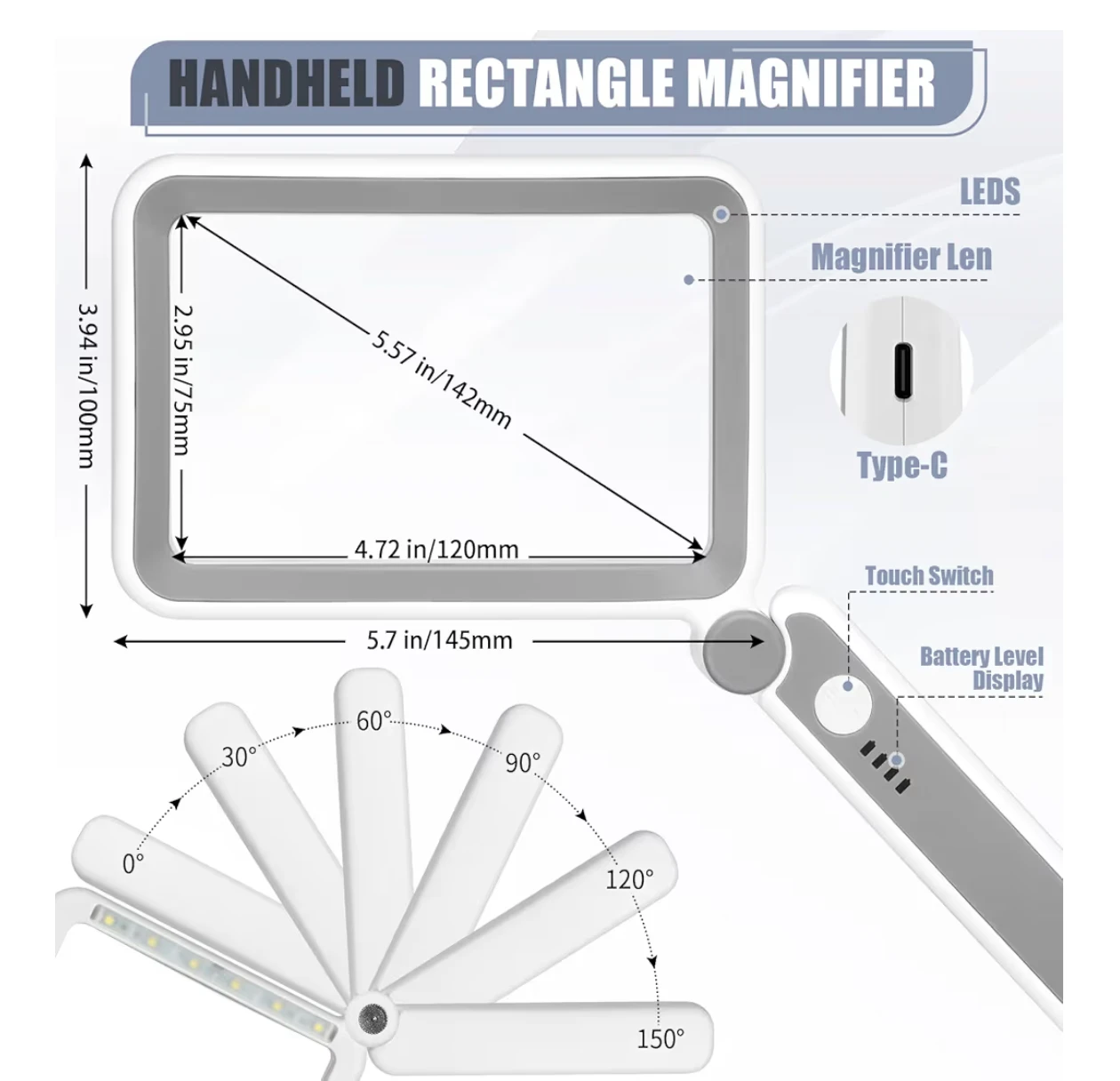 12 LED Power Indicator Rectangle Magnifier - photo 5