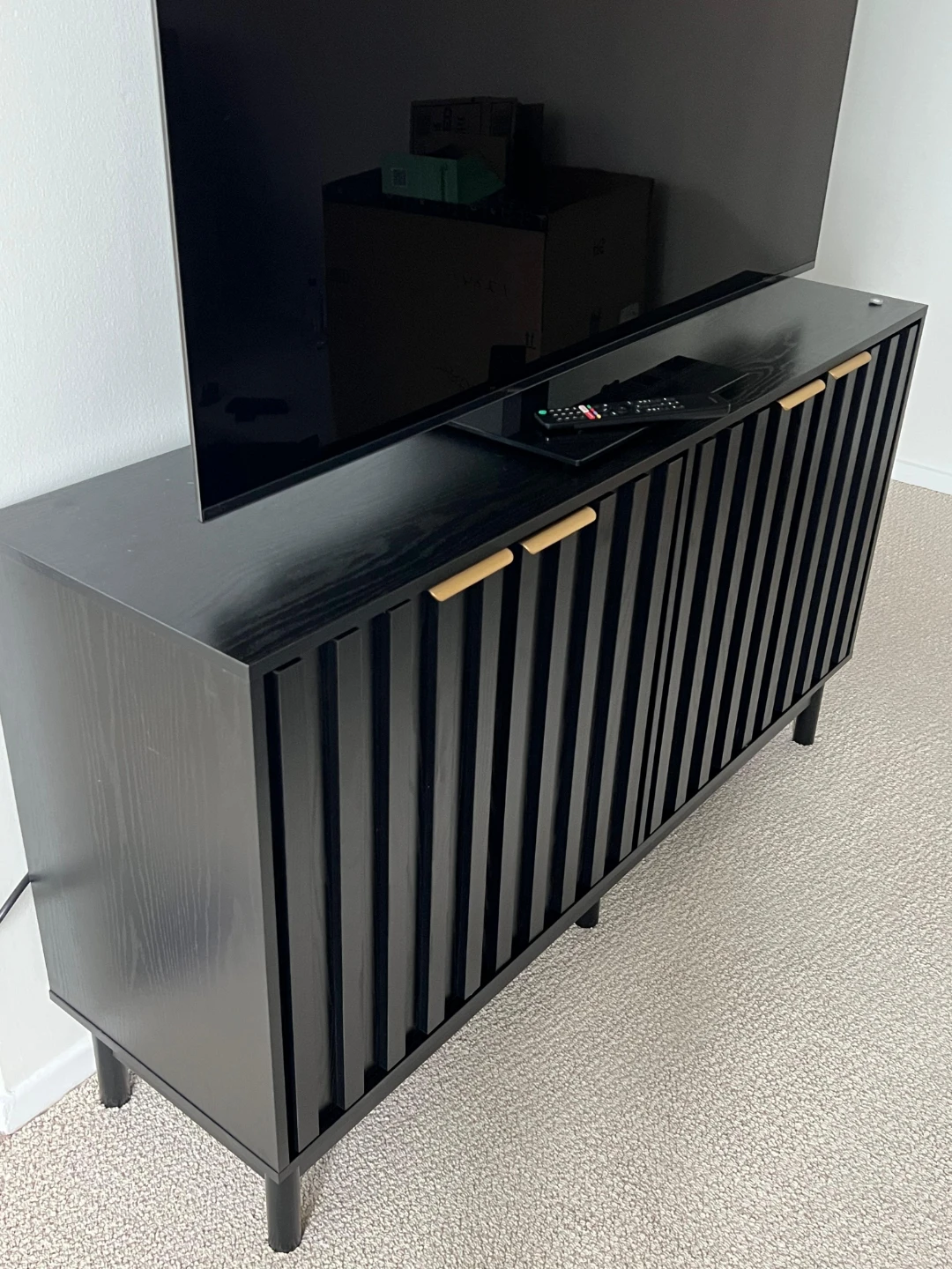 Ebern Designs 55 Inch Black Sideboard Buffet