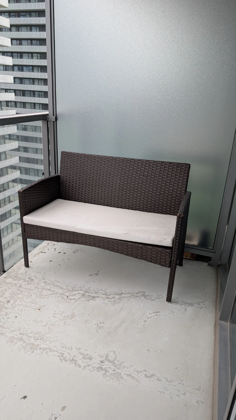 Brown Wicker balcony set with White Cushion
