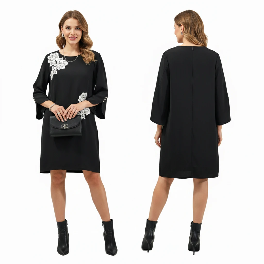 Rickie Freeman Teri Jon Floral Appliqué Crepe Dress Size 18 - photo 5